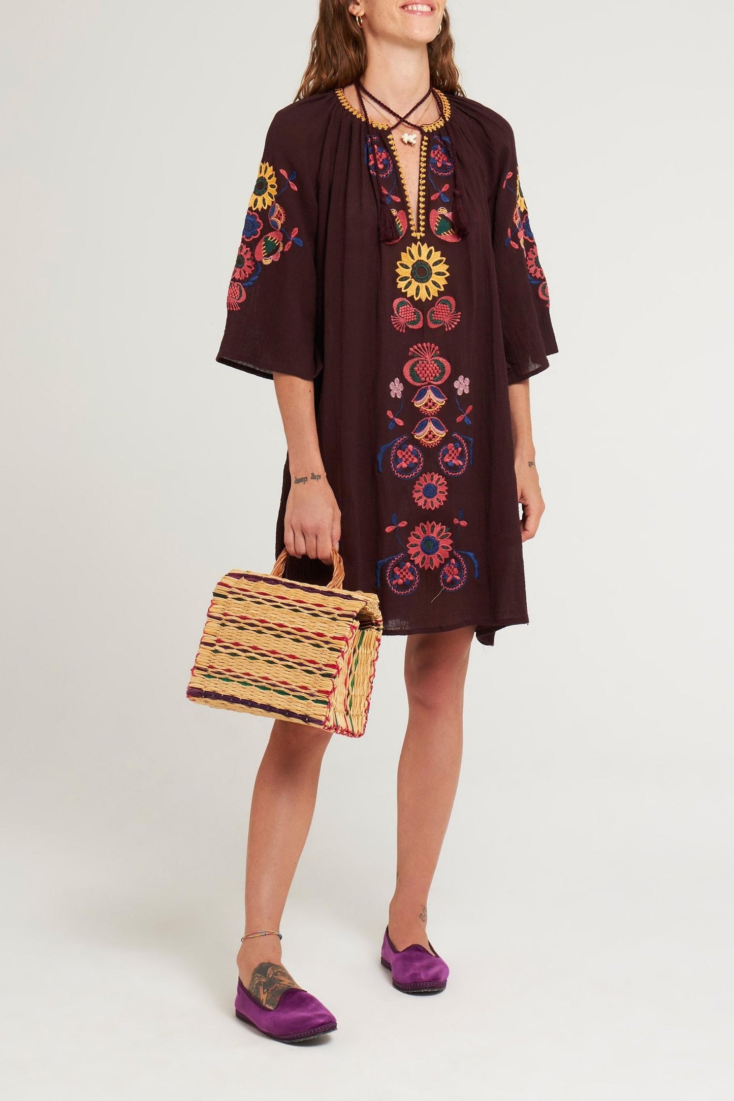 Magoo embroidered mini dress