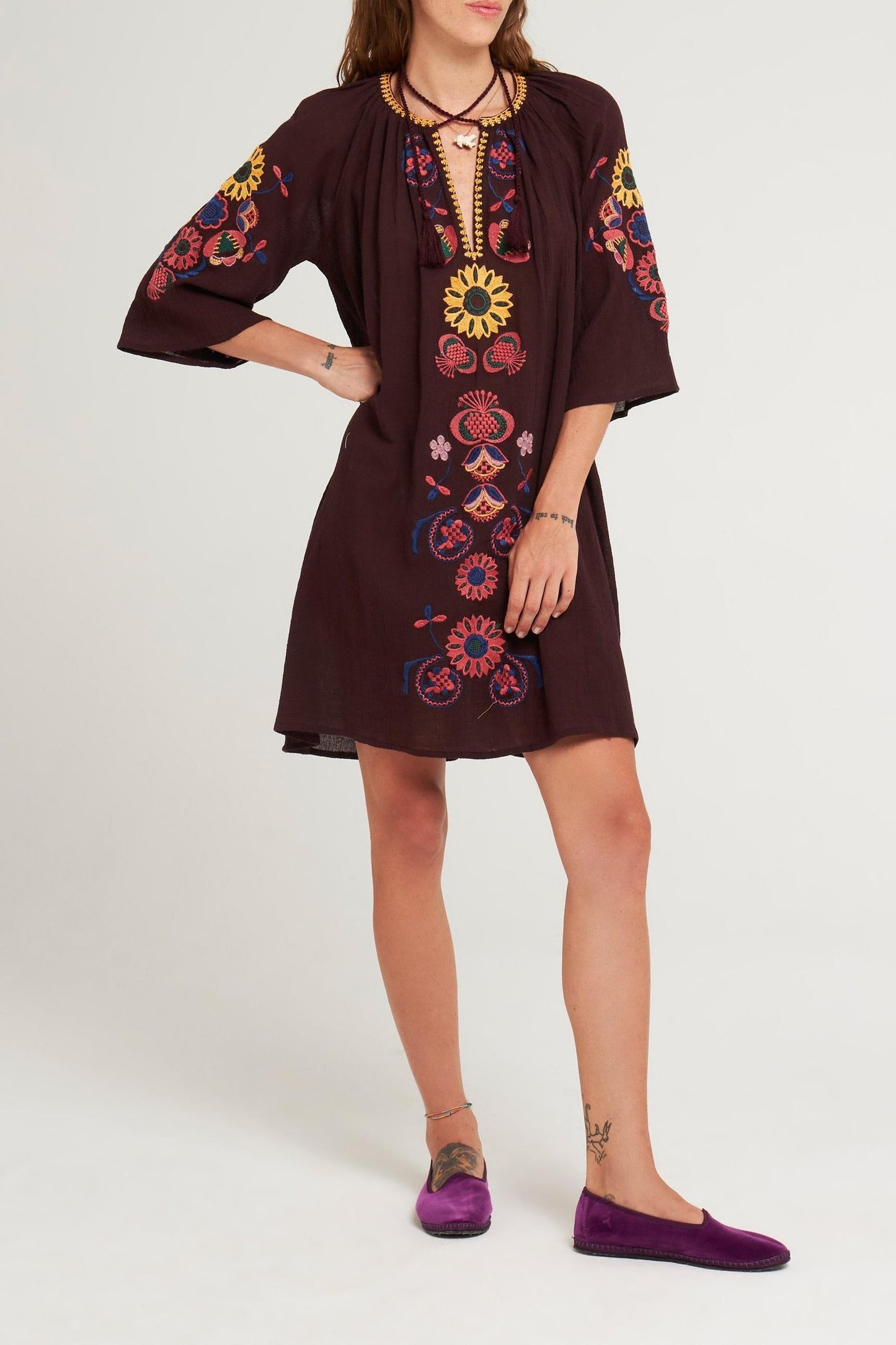 Magoo embroidered mini dress