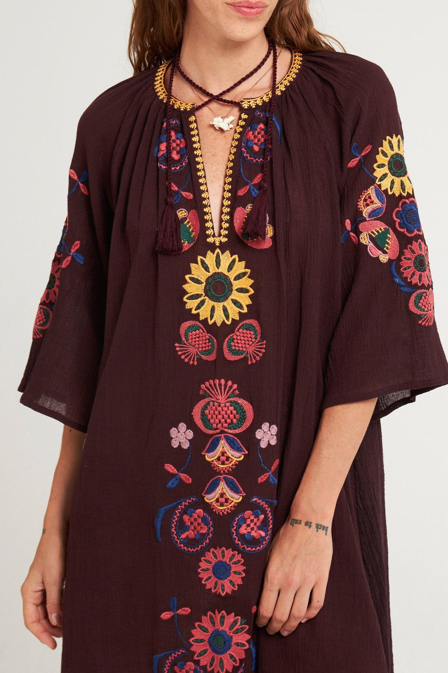 Magoo embroidered mini dress