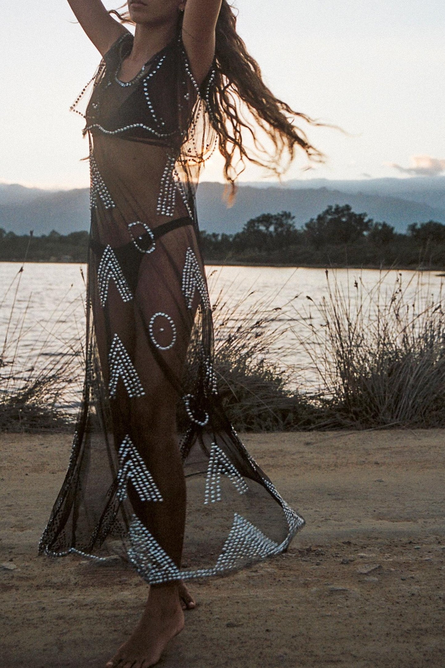 Palace sheer hand-embroidered dress