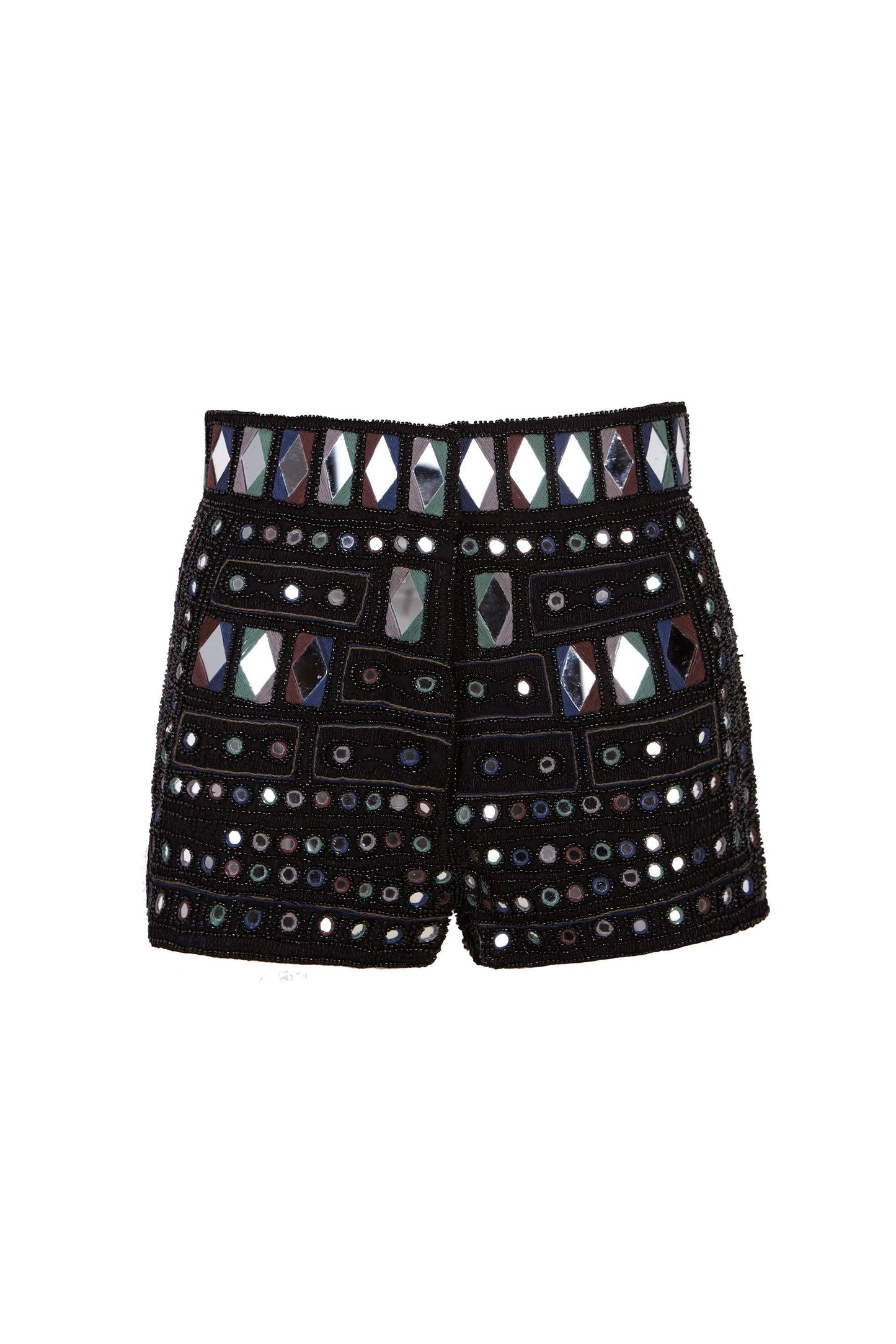 Mahan shorts embroidered with mirror pieces