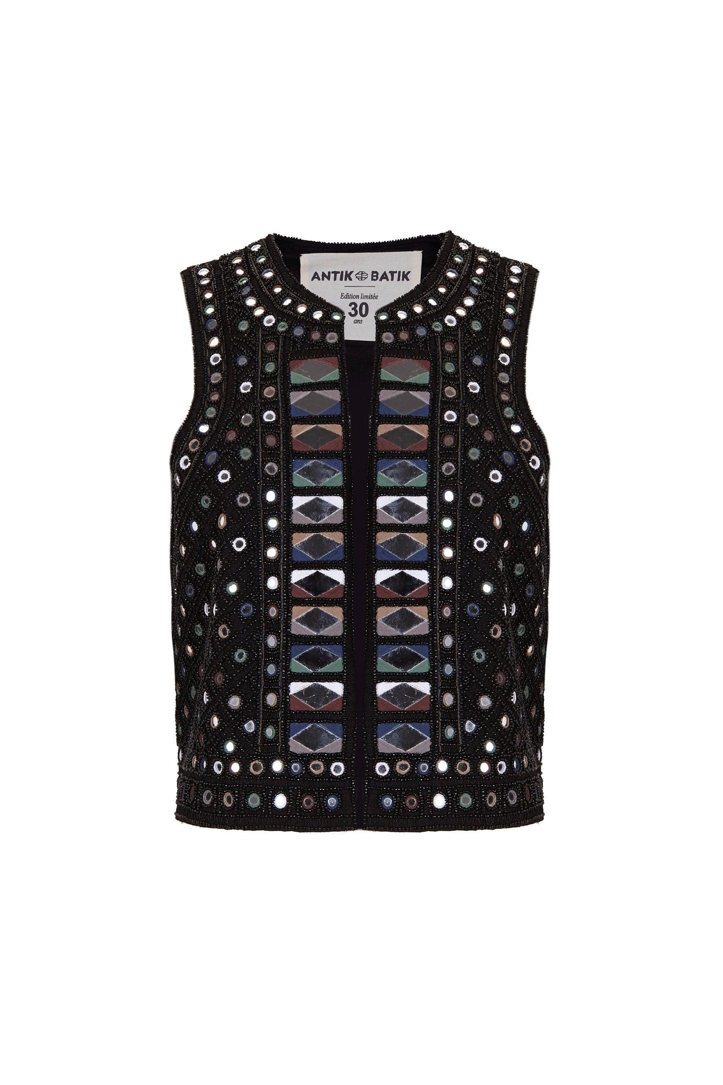 Mahan gilet embroidered with mirror pieces