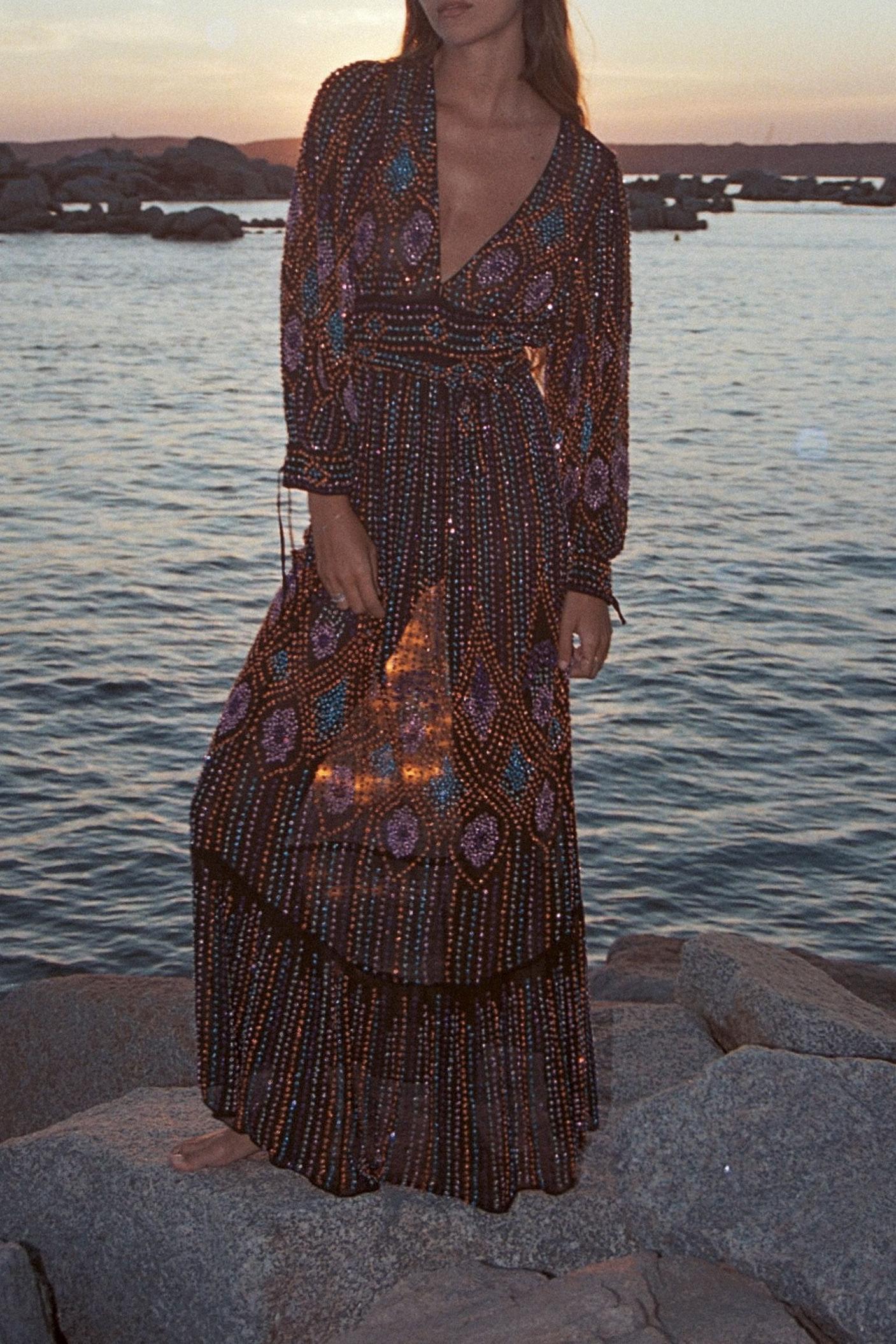 Louison pearl-embroidered maxi dress