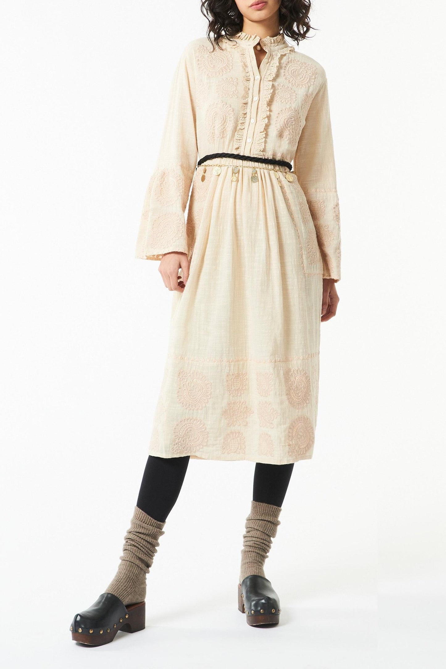 Brodé robe midi Toga - écru