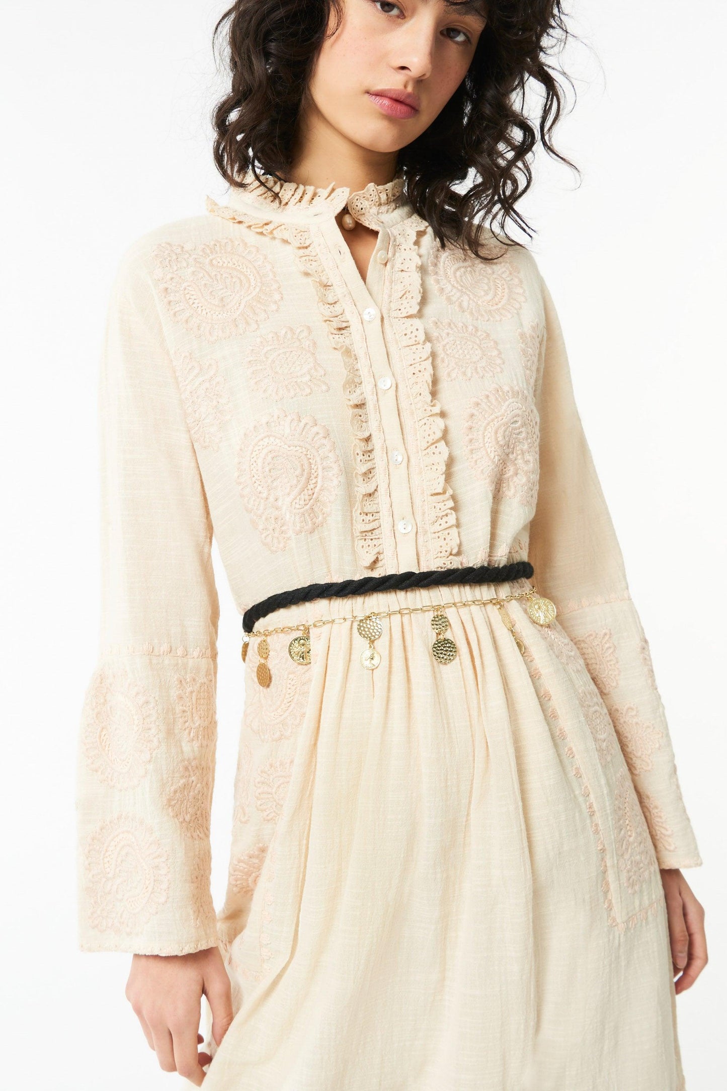 Brodé robe midi Toga - écru