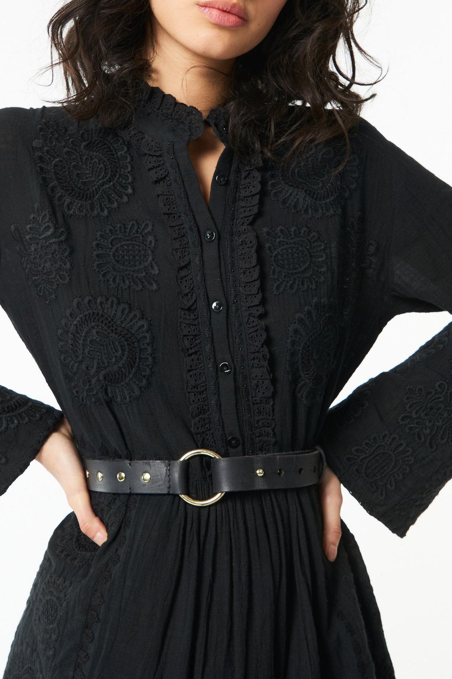 Toga embroidered midi dress - Black