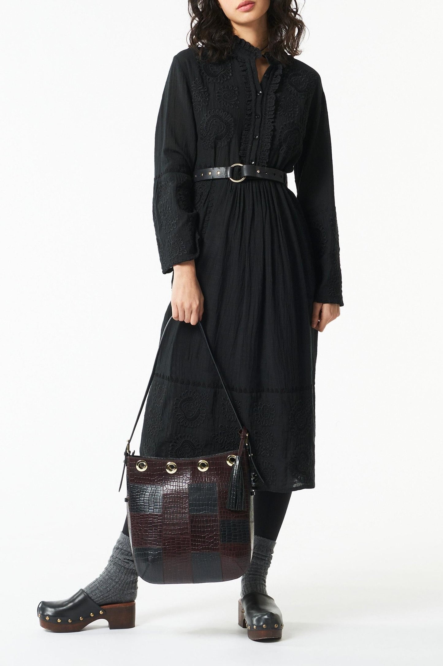 Toga embroidered midi dress - Black