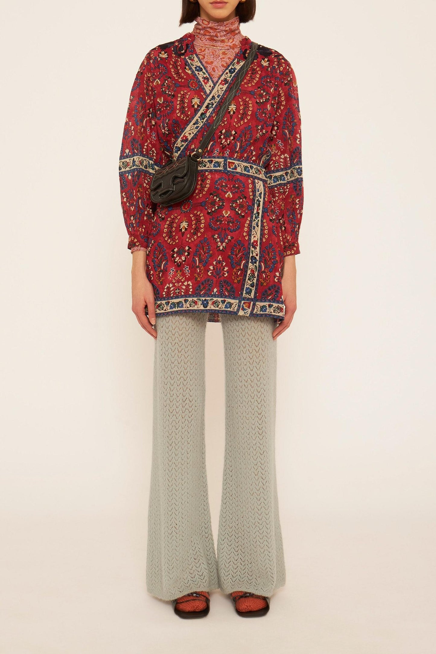 Tamir embroidered wrap dress