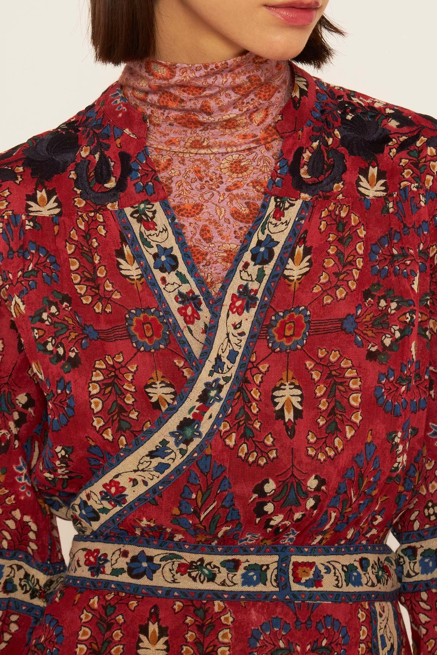 Tamir embroidered wrap dress