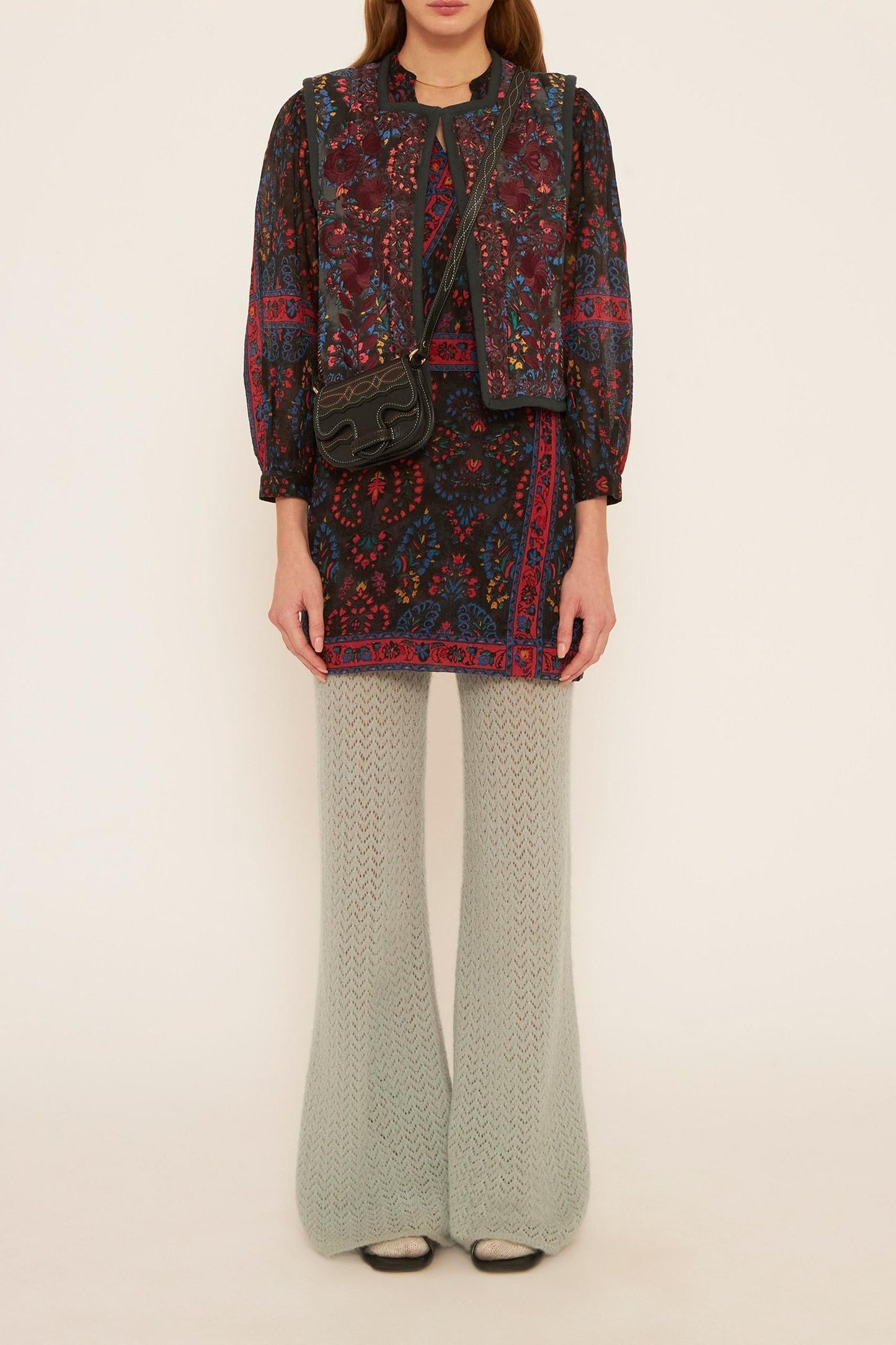 Tamir embroidered wrap dress