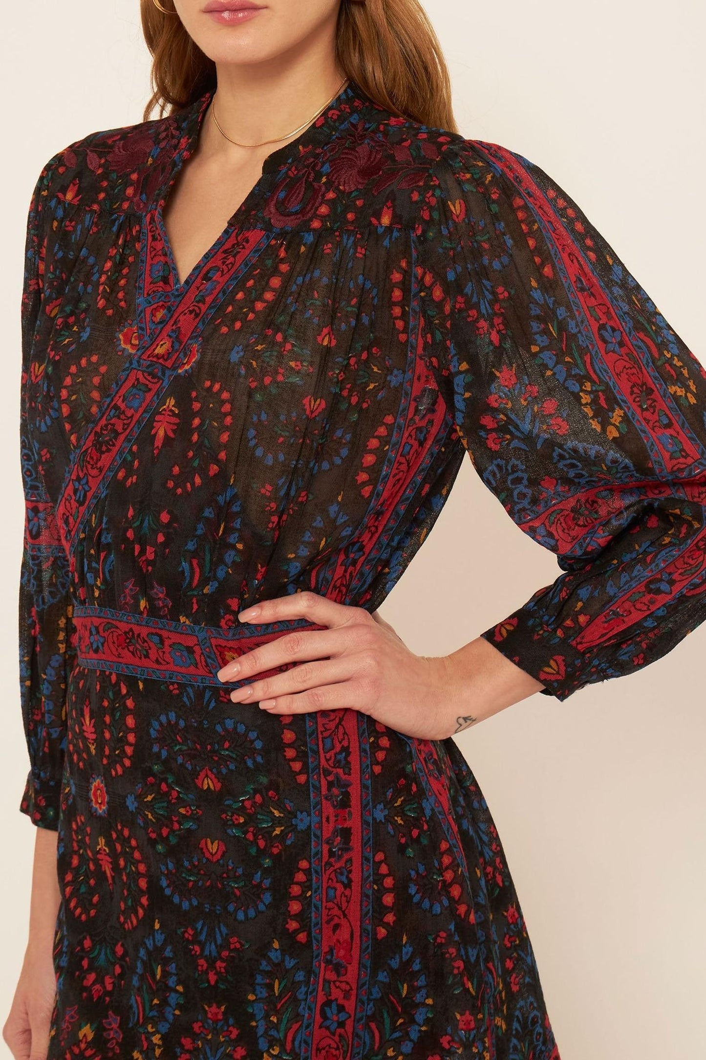 Tamir embroidered wrap dress
