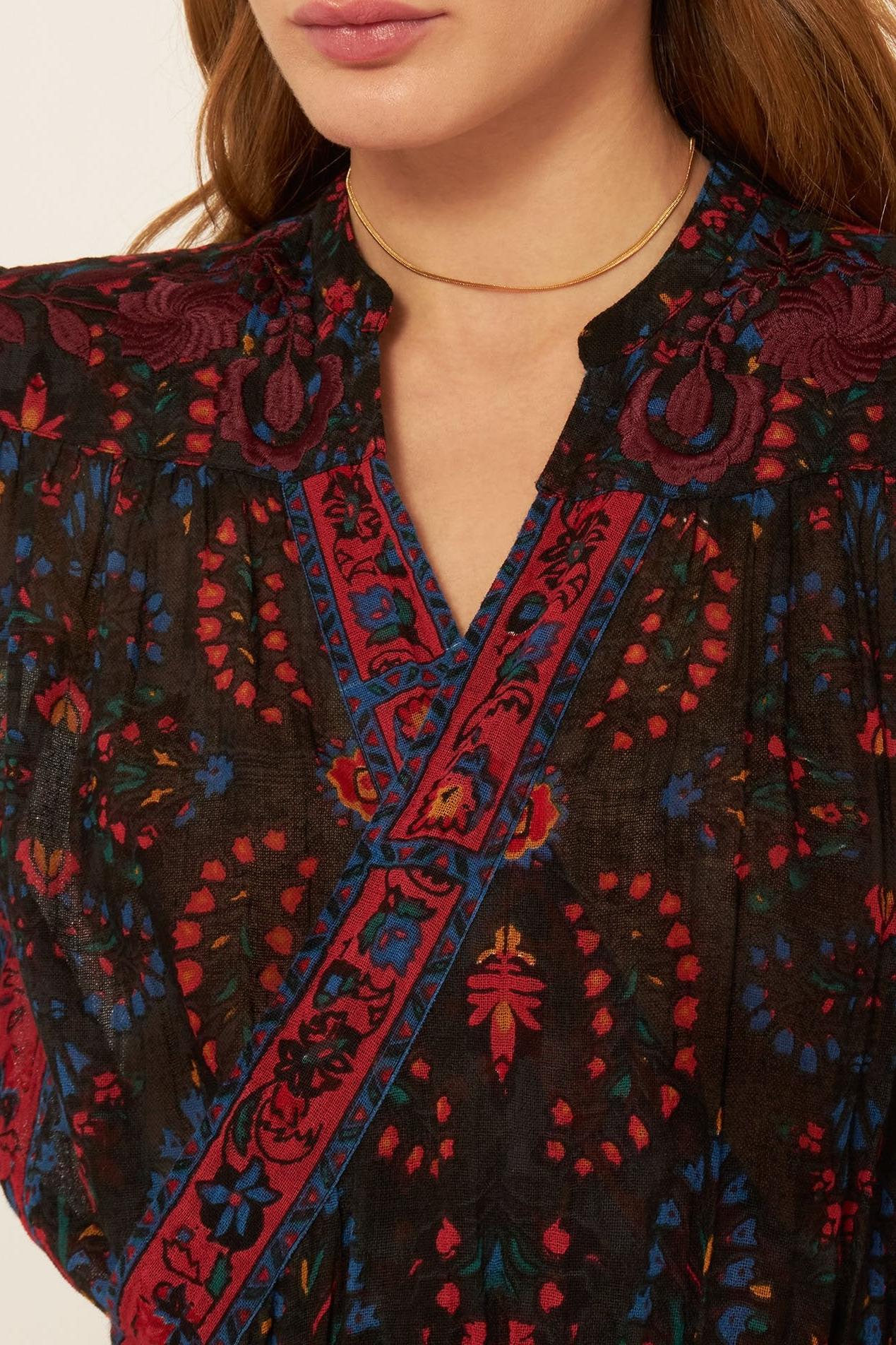 Tamir embroidered wrap dress