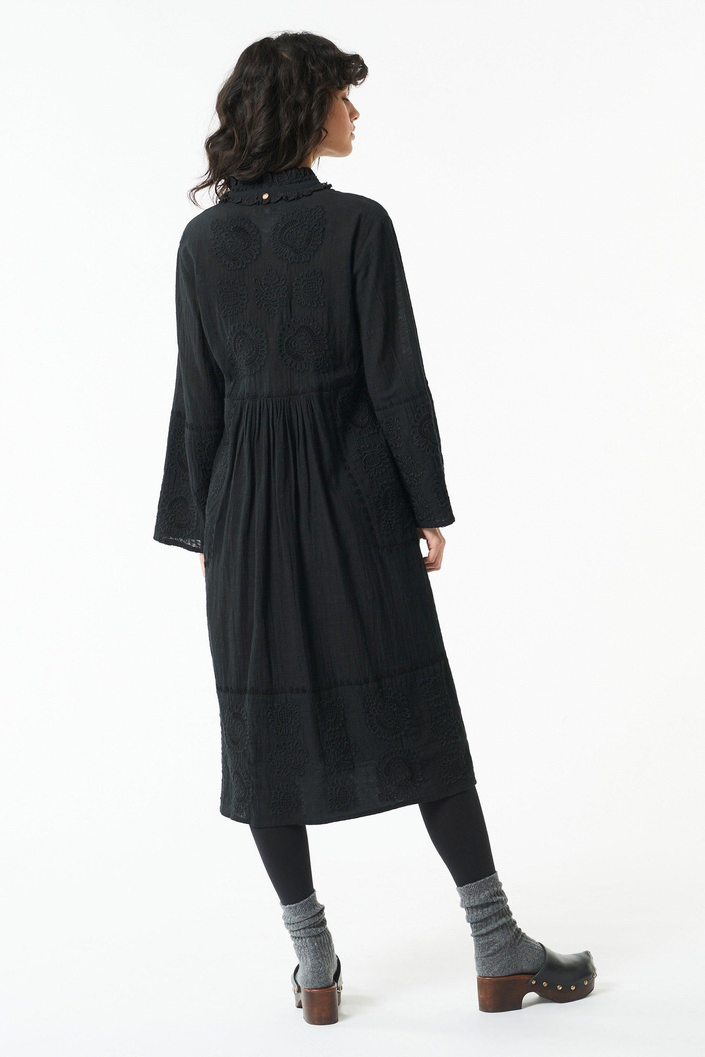Toga embroidered midi dress - Black