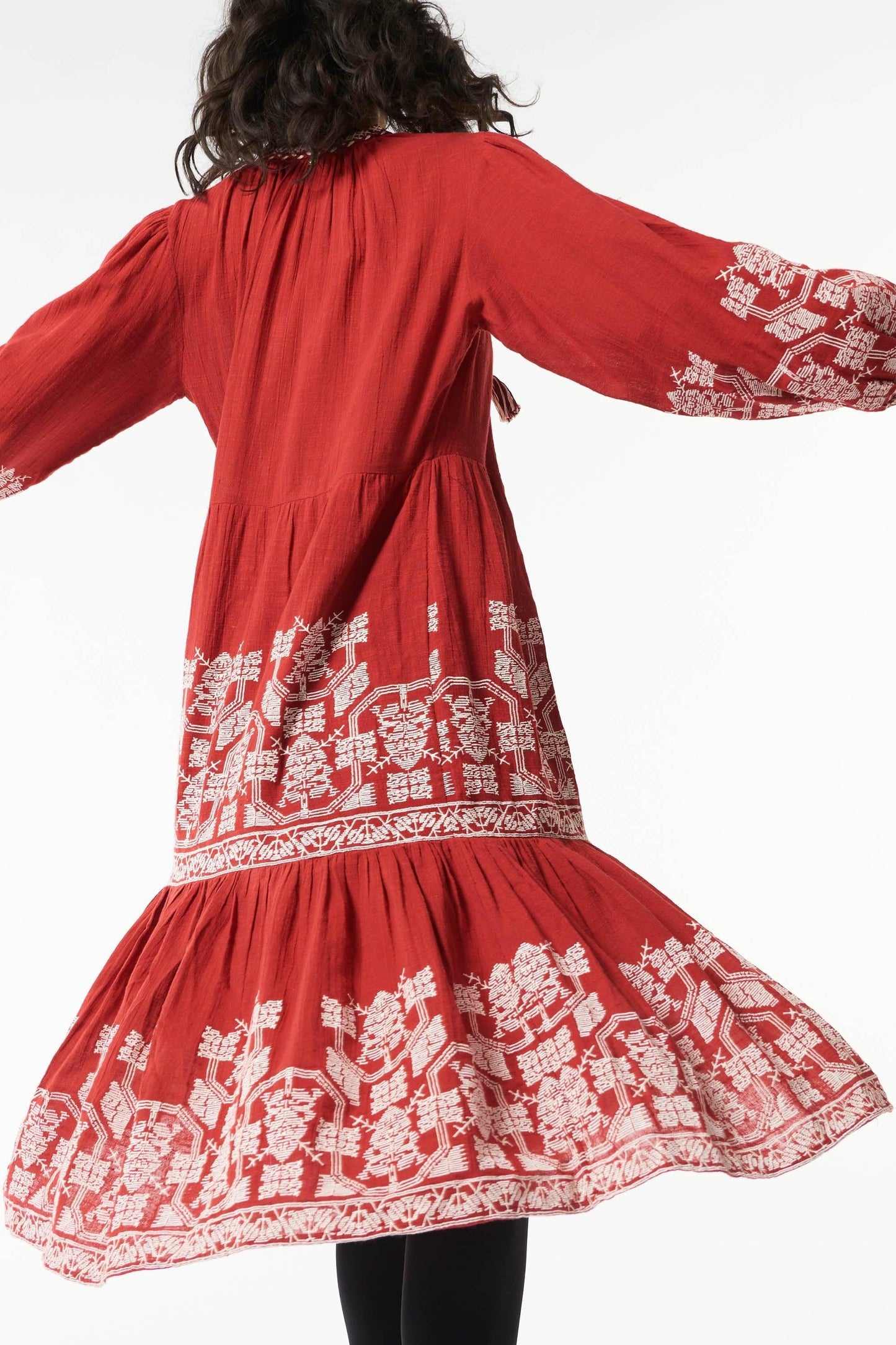 Sofia embroidered dress - Red