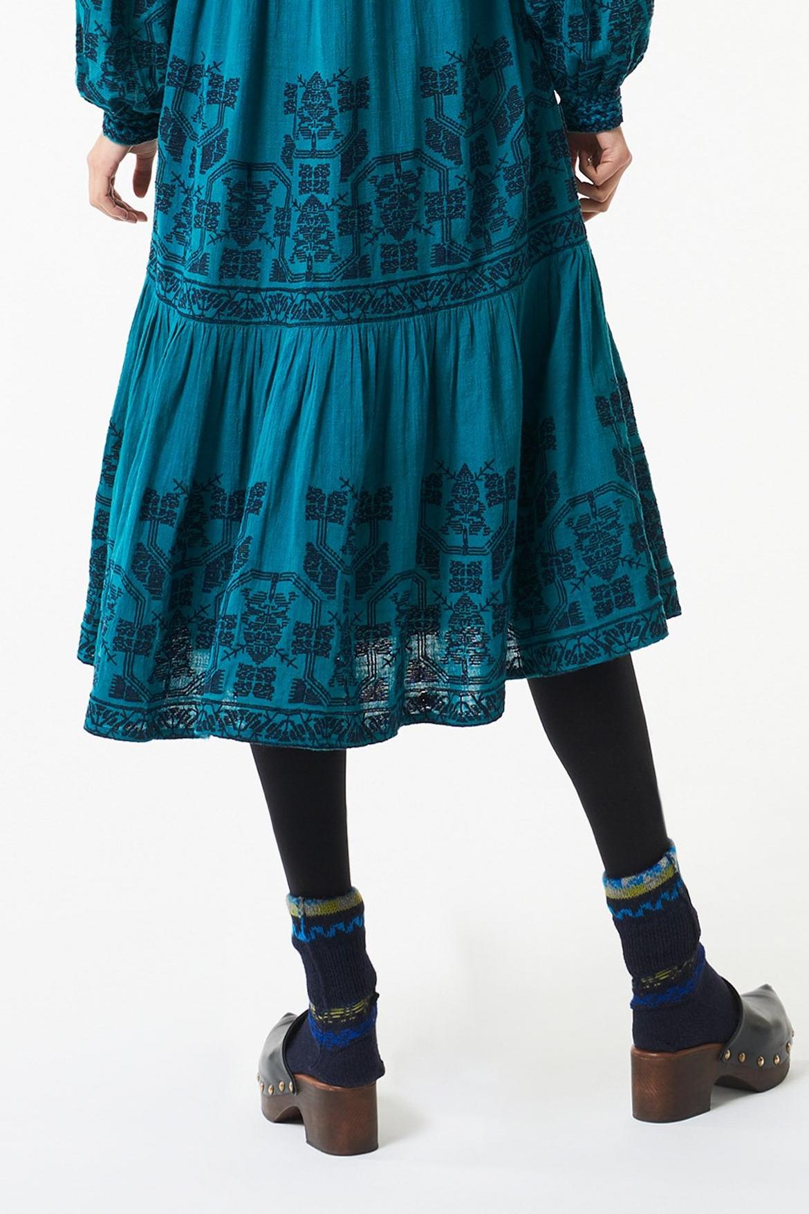 Sofia embroidered dress - Peacock blue