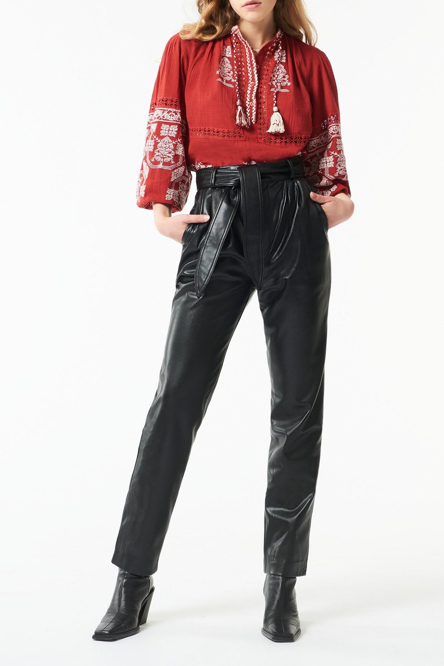 Sofia embroidered blouse - Red