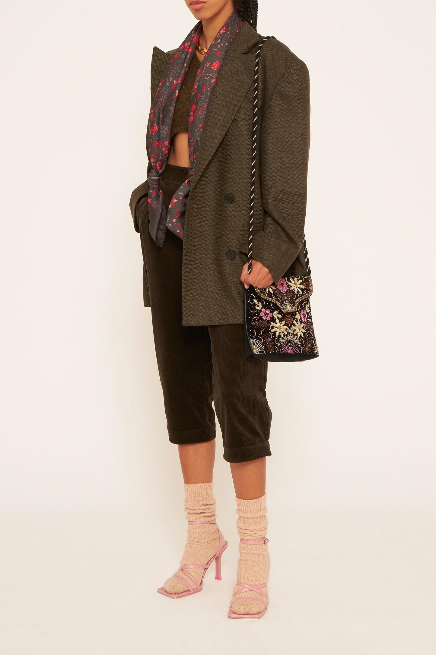Miranda embroidered velvet bag