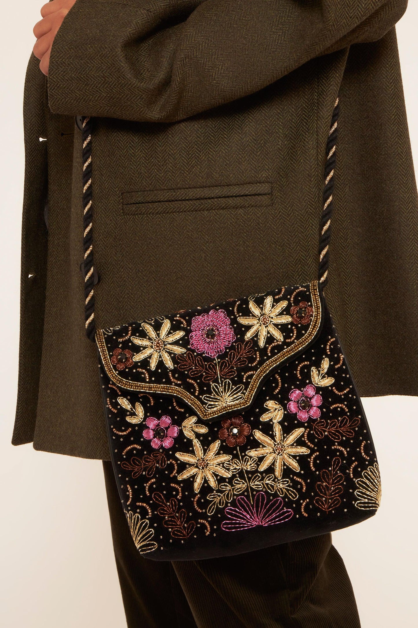 Miranda embroidered velvet bag