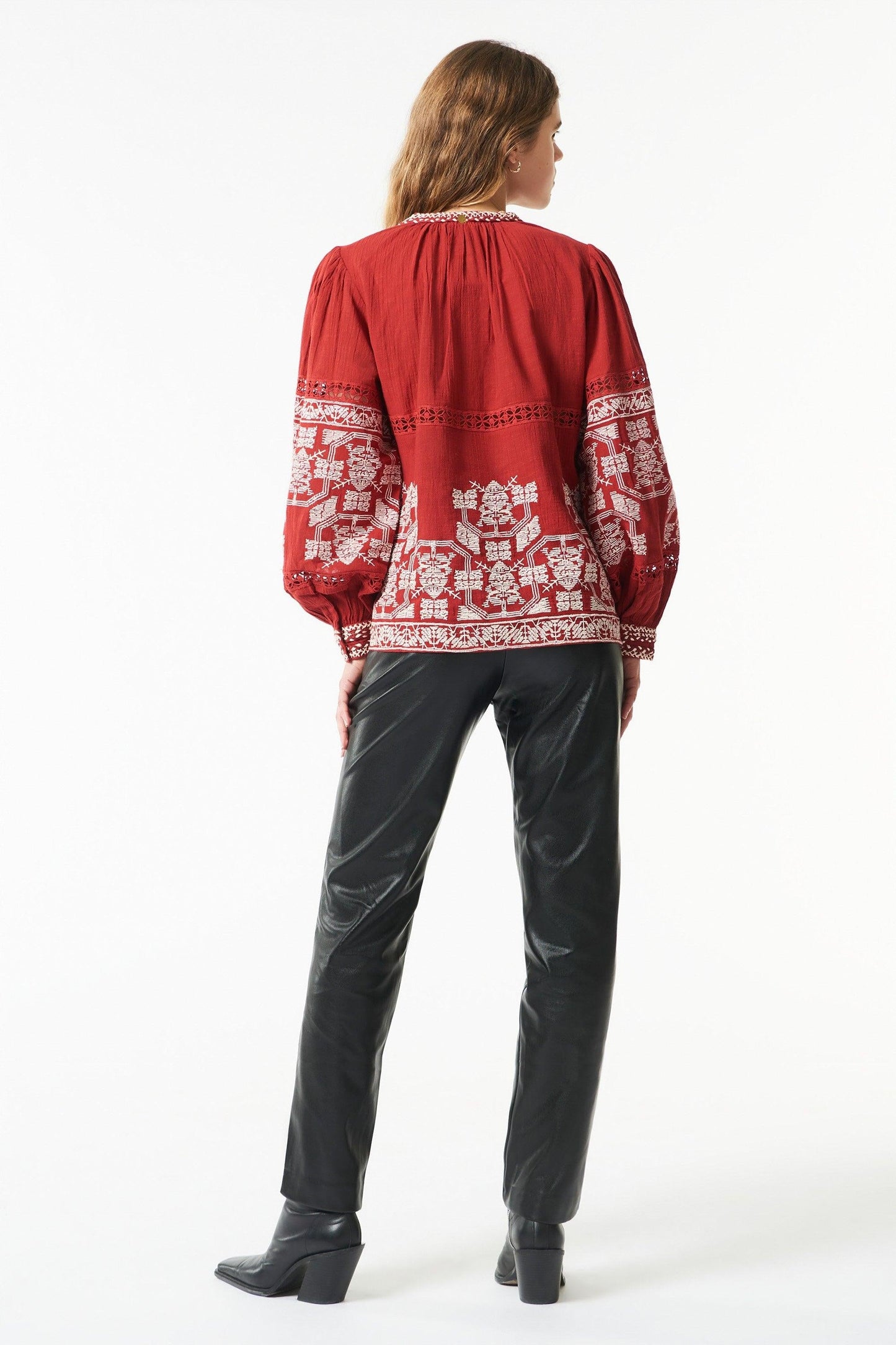 Sofia embroidered blouse - Red
