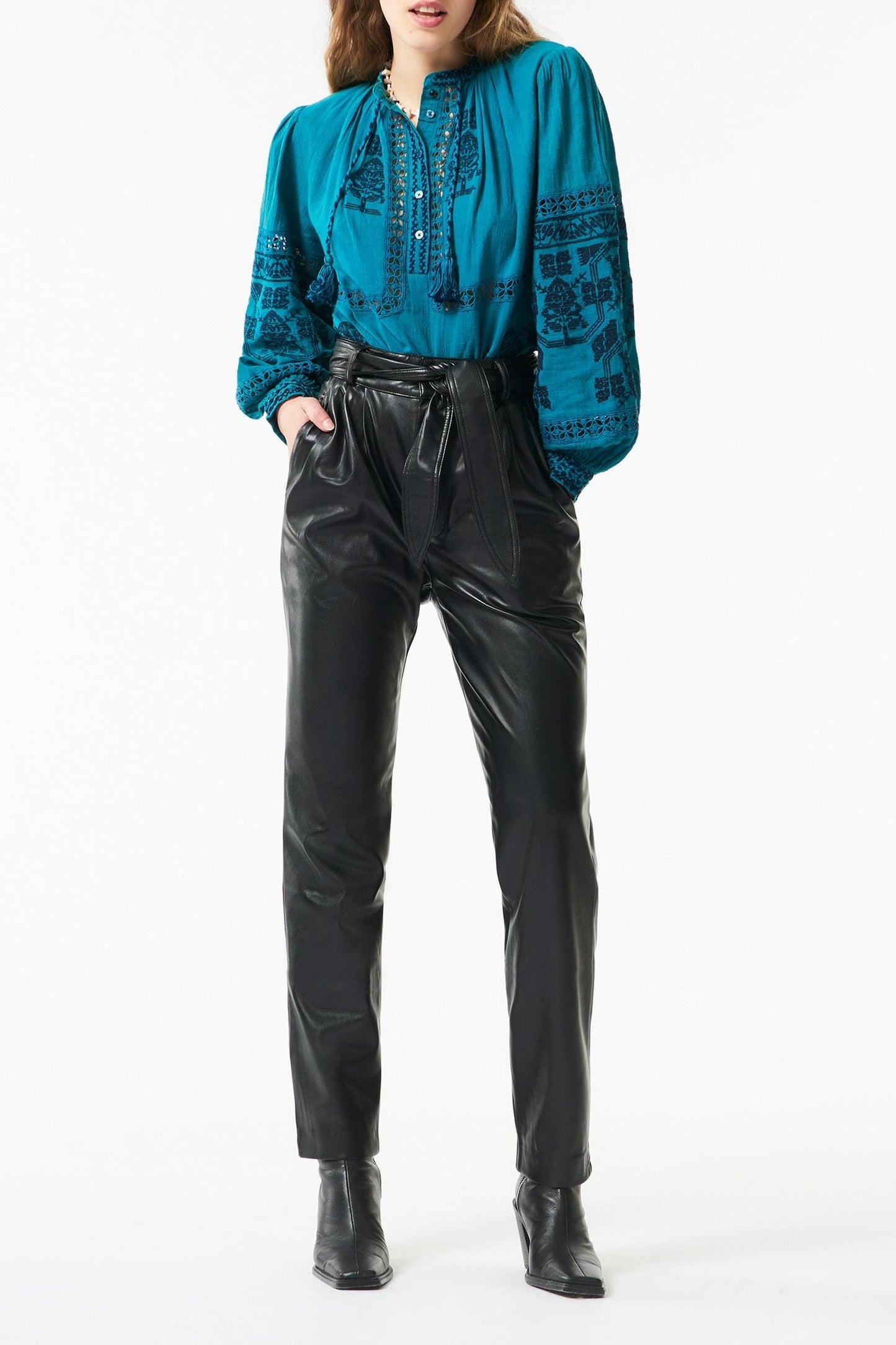 Sofia embroidered blouse - Peacock blue