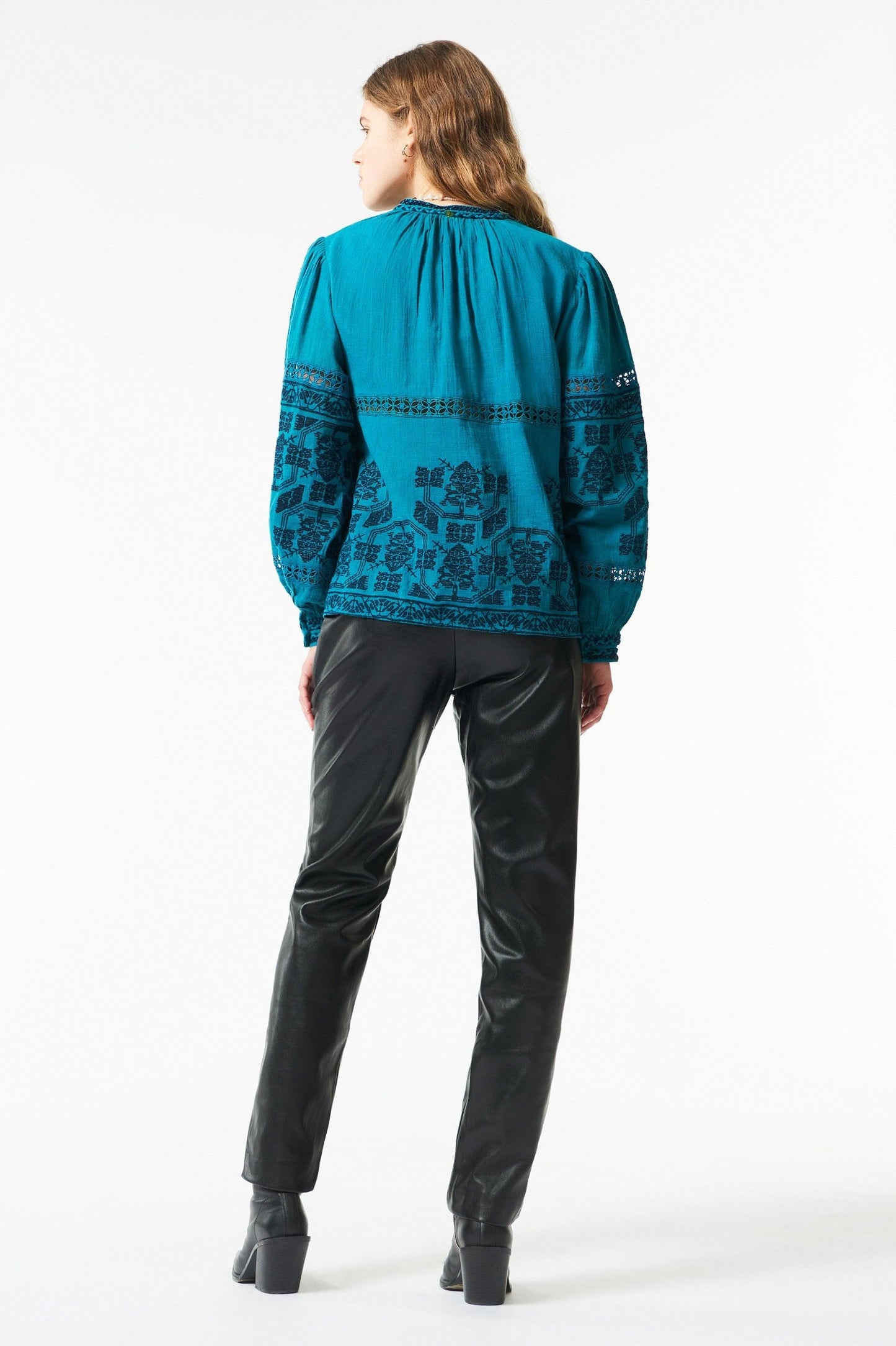 Sofia embroidered blouse - Peacock blue