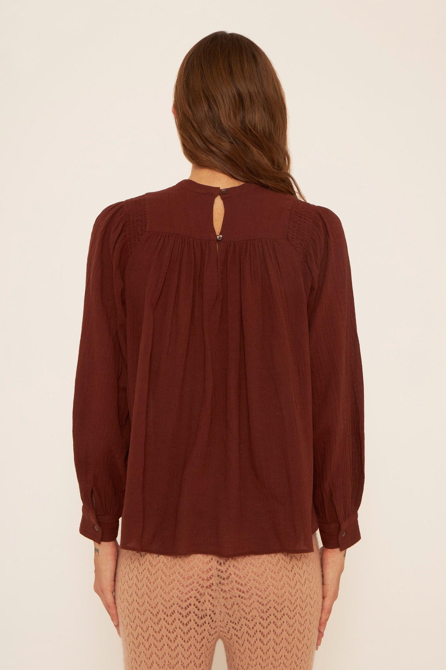 Line embroidered blouse