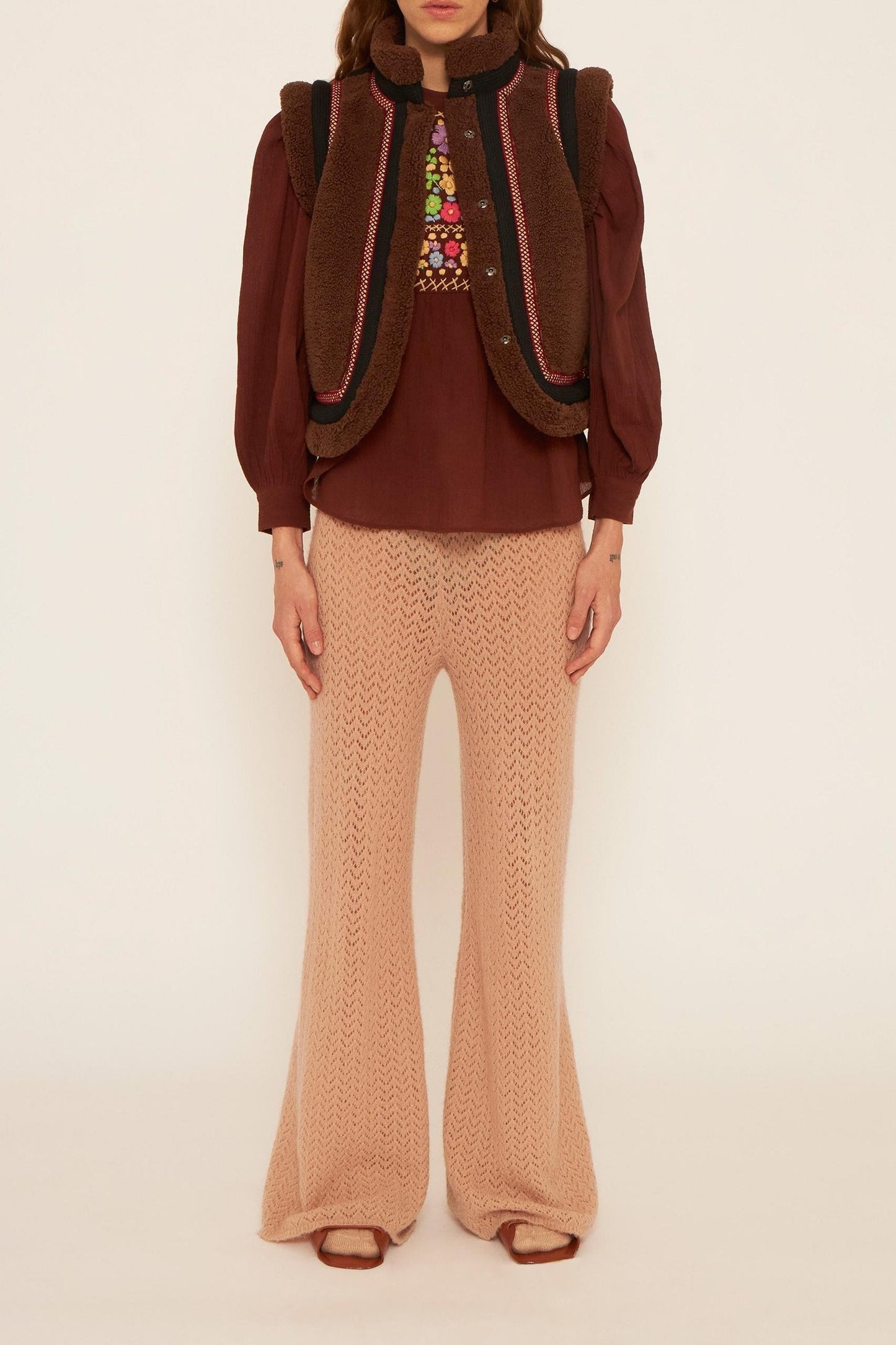 Line embroidered blouse