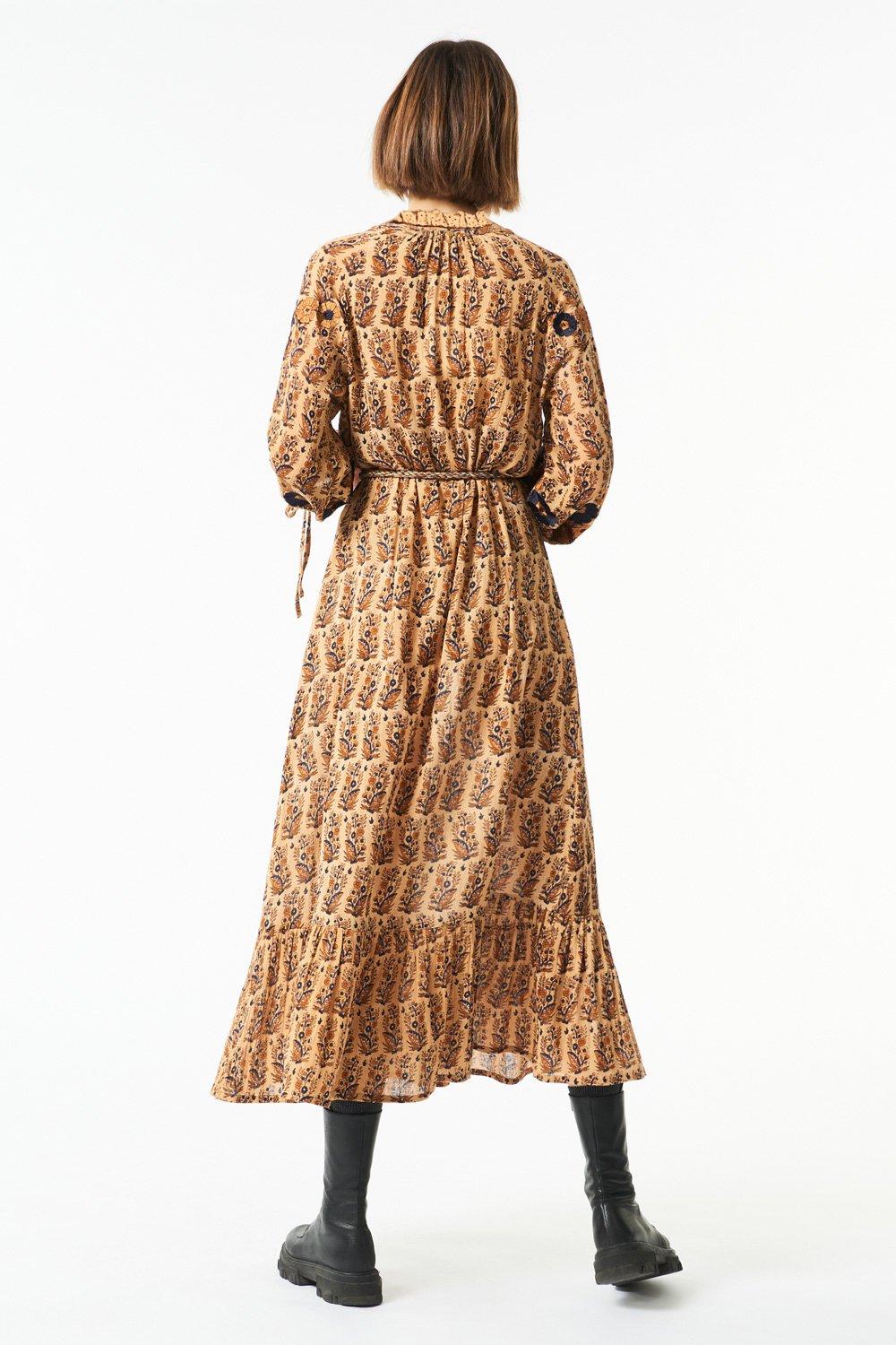 Pauline embroidered maxi dress - Camel