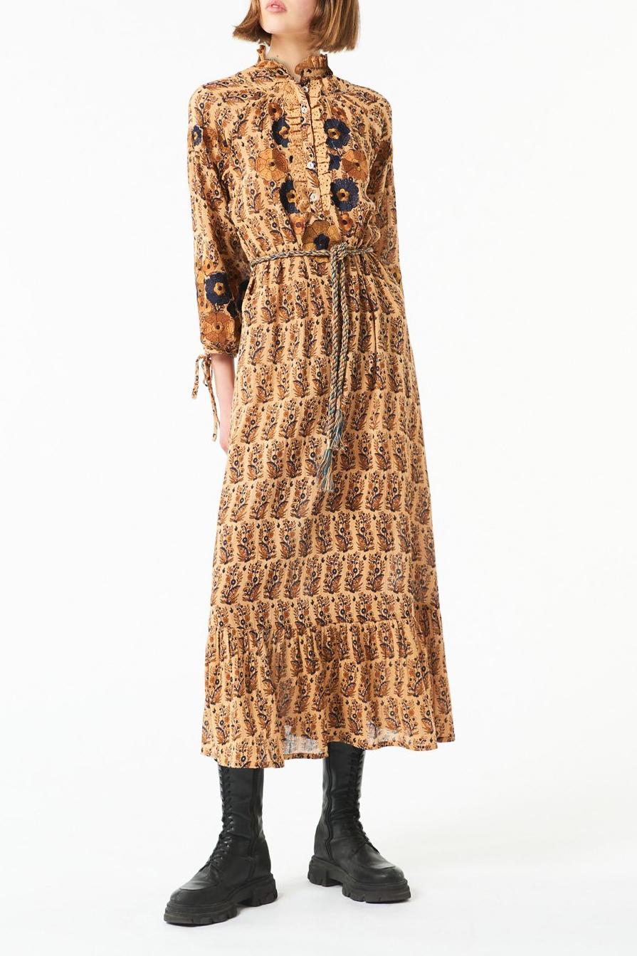 Pauline embroidered maxi dress - Camel