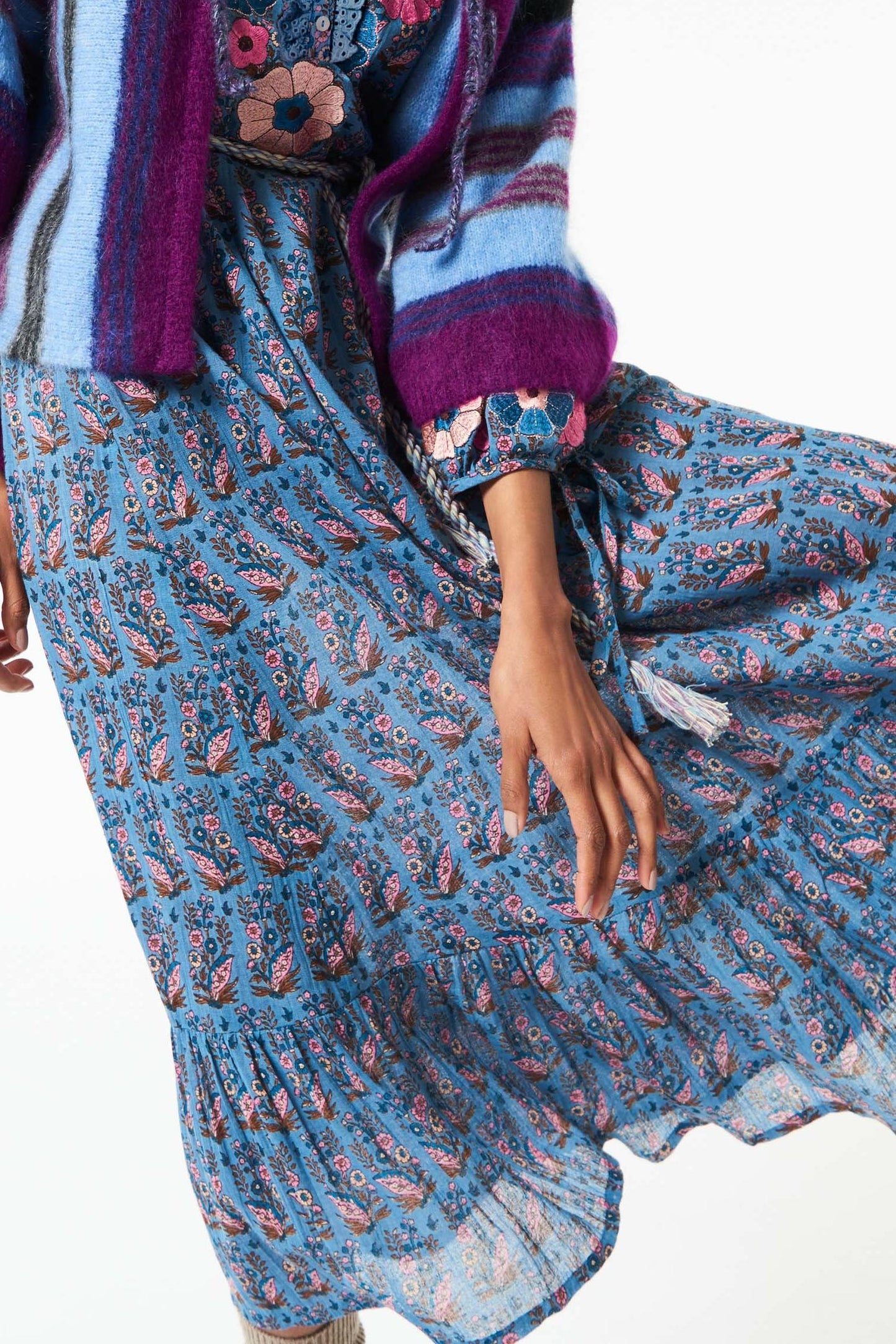Pauline embroidered maxi dress - Blue