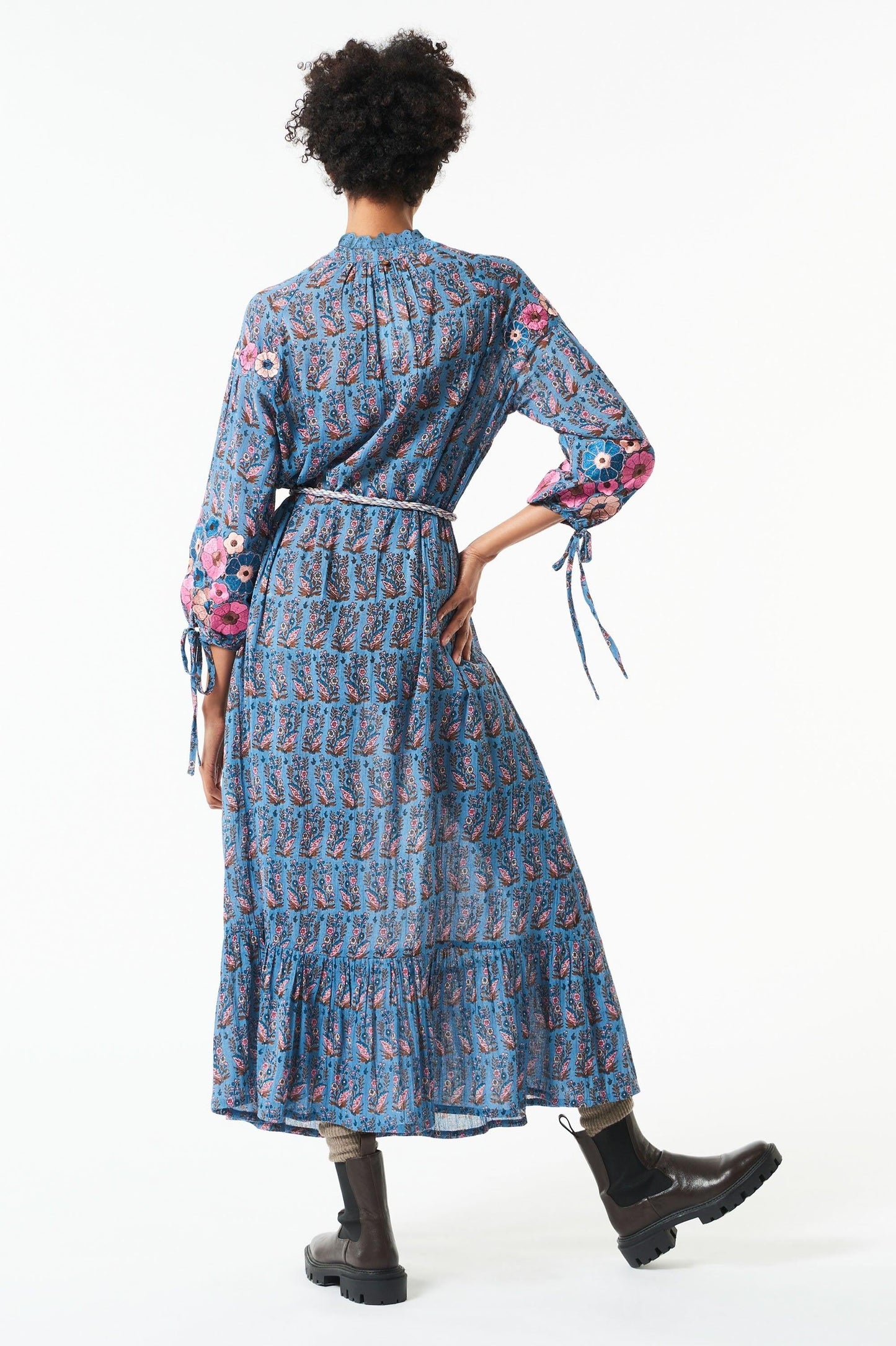 Pauline embroidered maxi dress - Blue