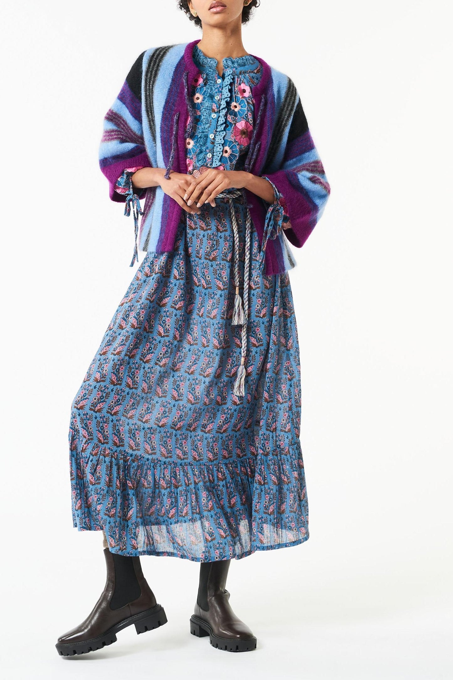 Pauline embroidered maxi dress - Blue