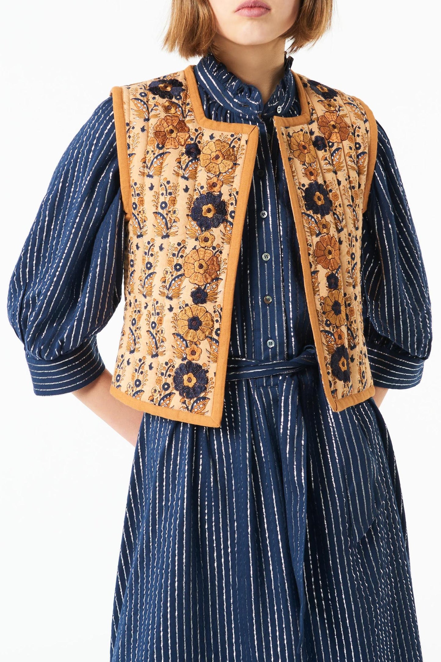 Pauline embroidered vest - Camel