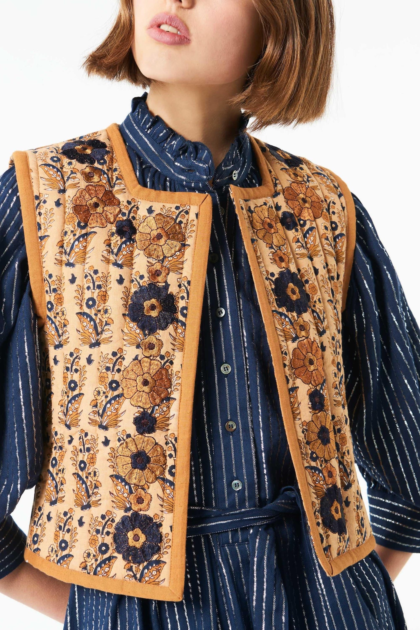 Pauline embroidered vest - Camel