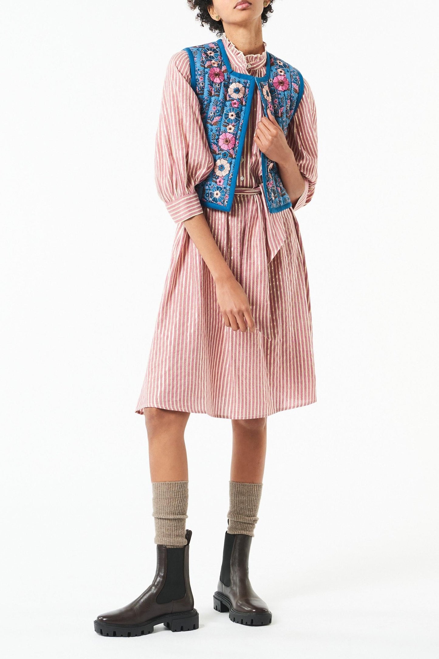 Pauline embroidered vest - Blue