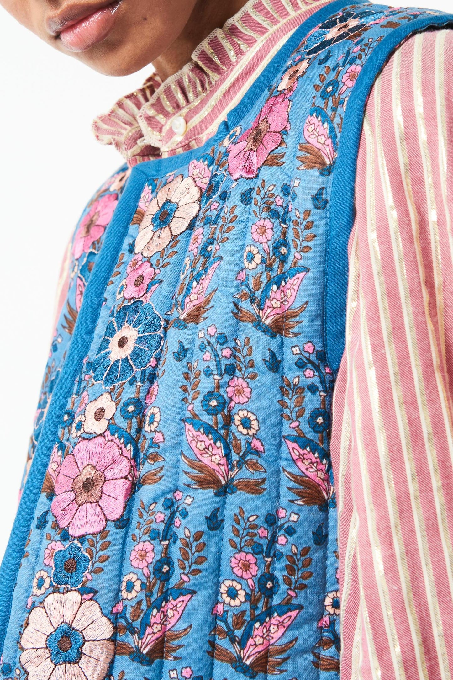Pauline embroidered vest - Blue