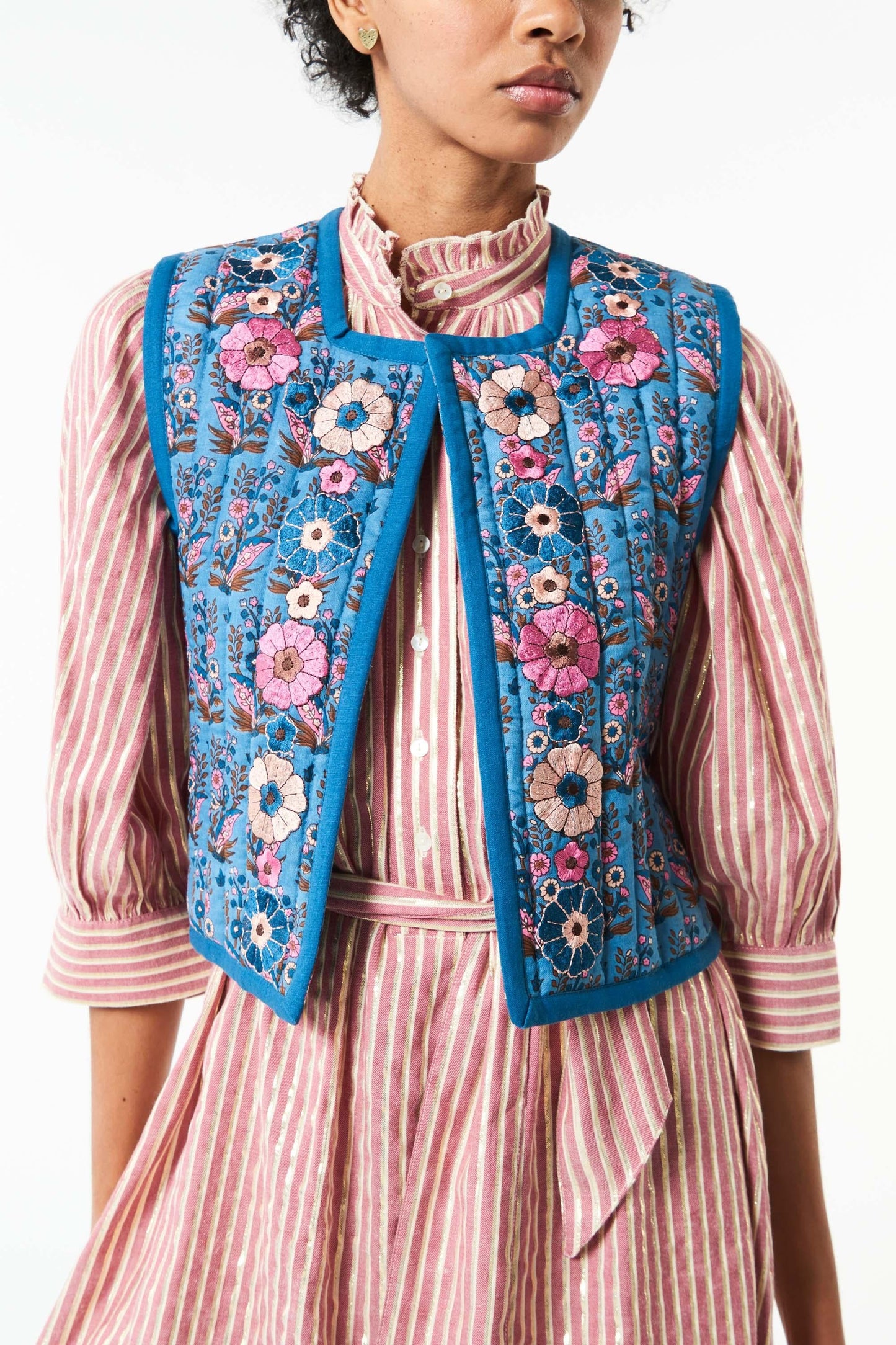 Pauline embroidered vest - Blue
