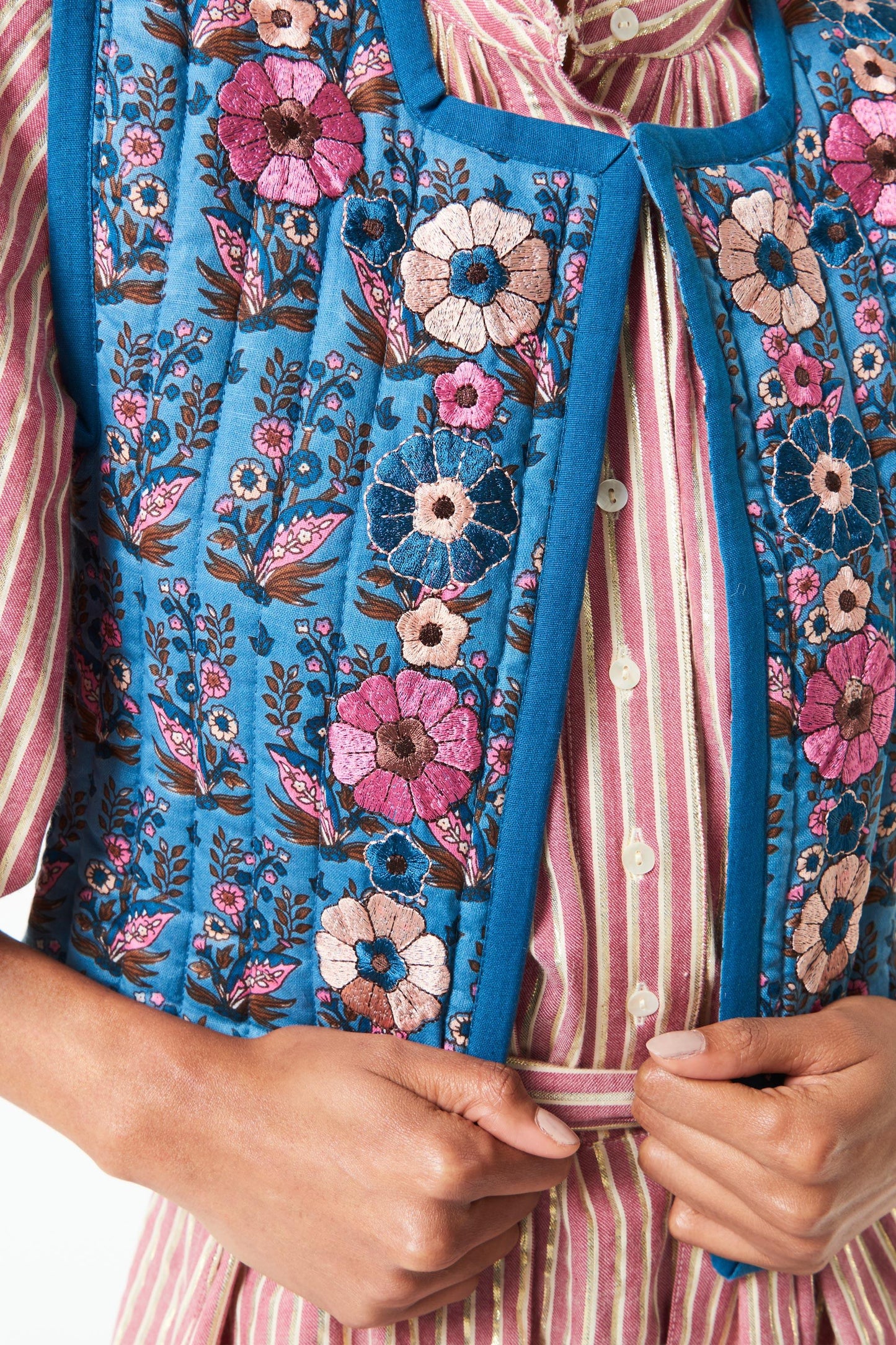 Pauline embroidered vest - Blue