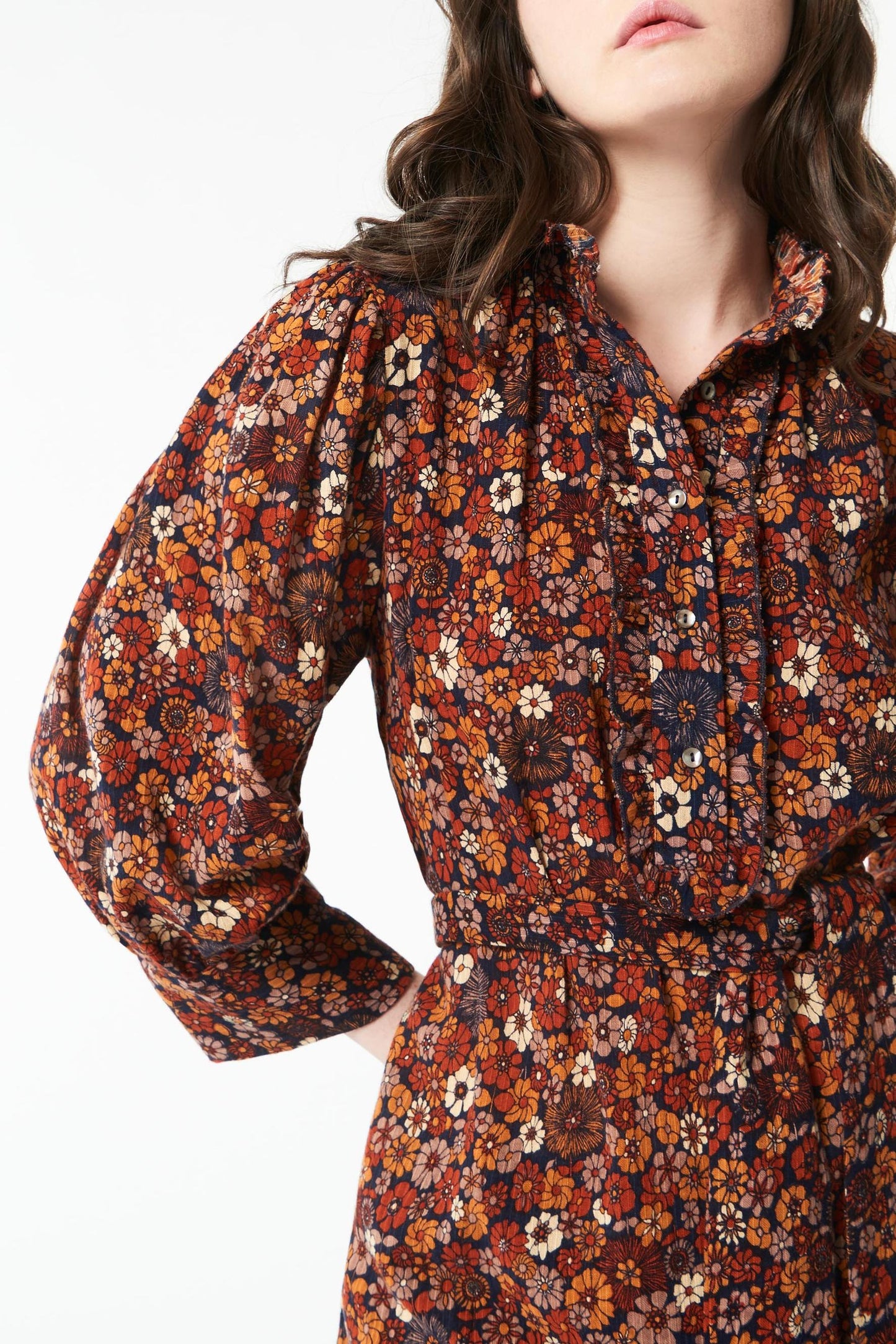 Paoli printed midi dress - Camel