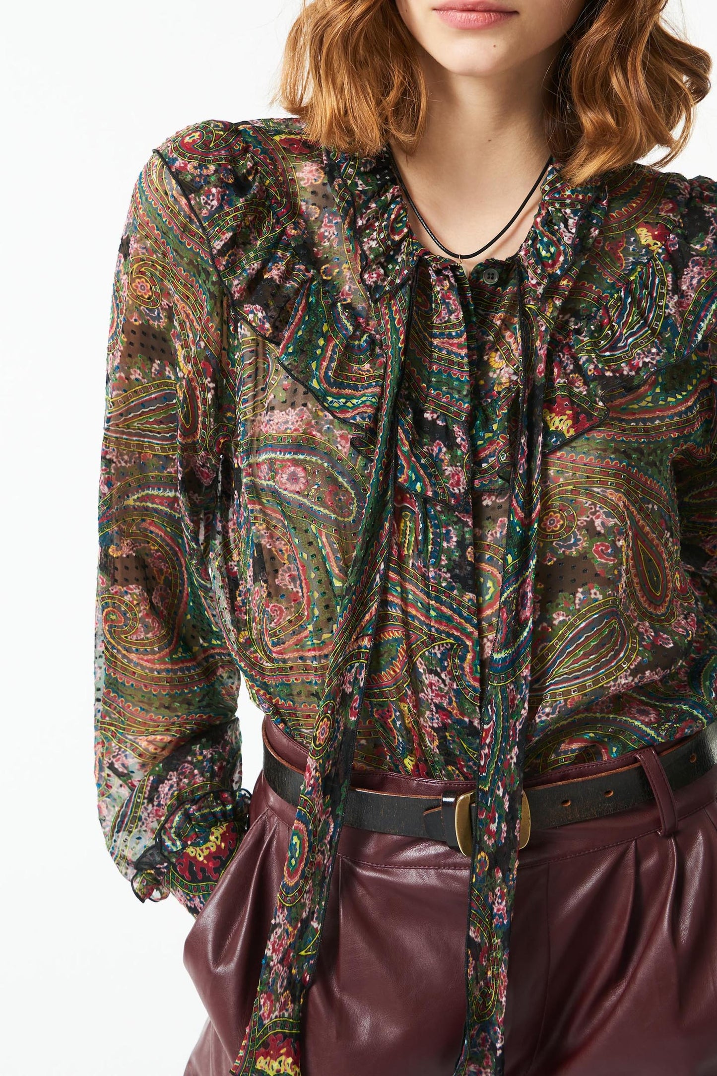 Odette printed silk blouse