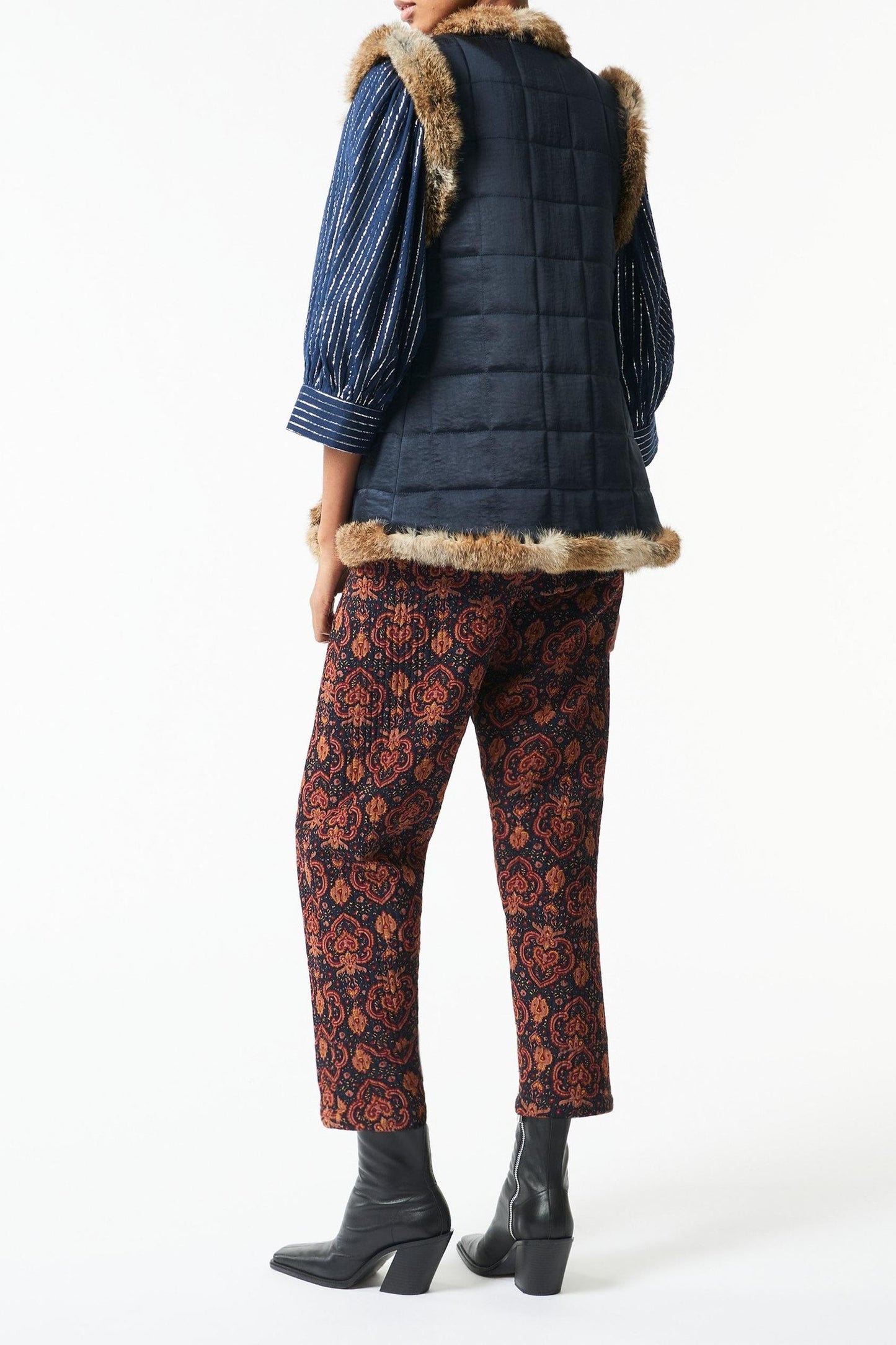 Oda quilted fur vest - Navy blue