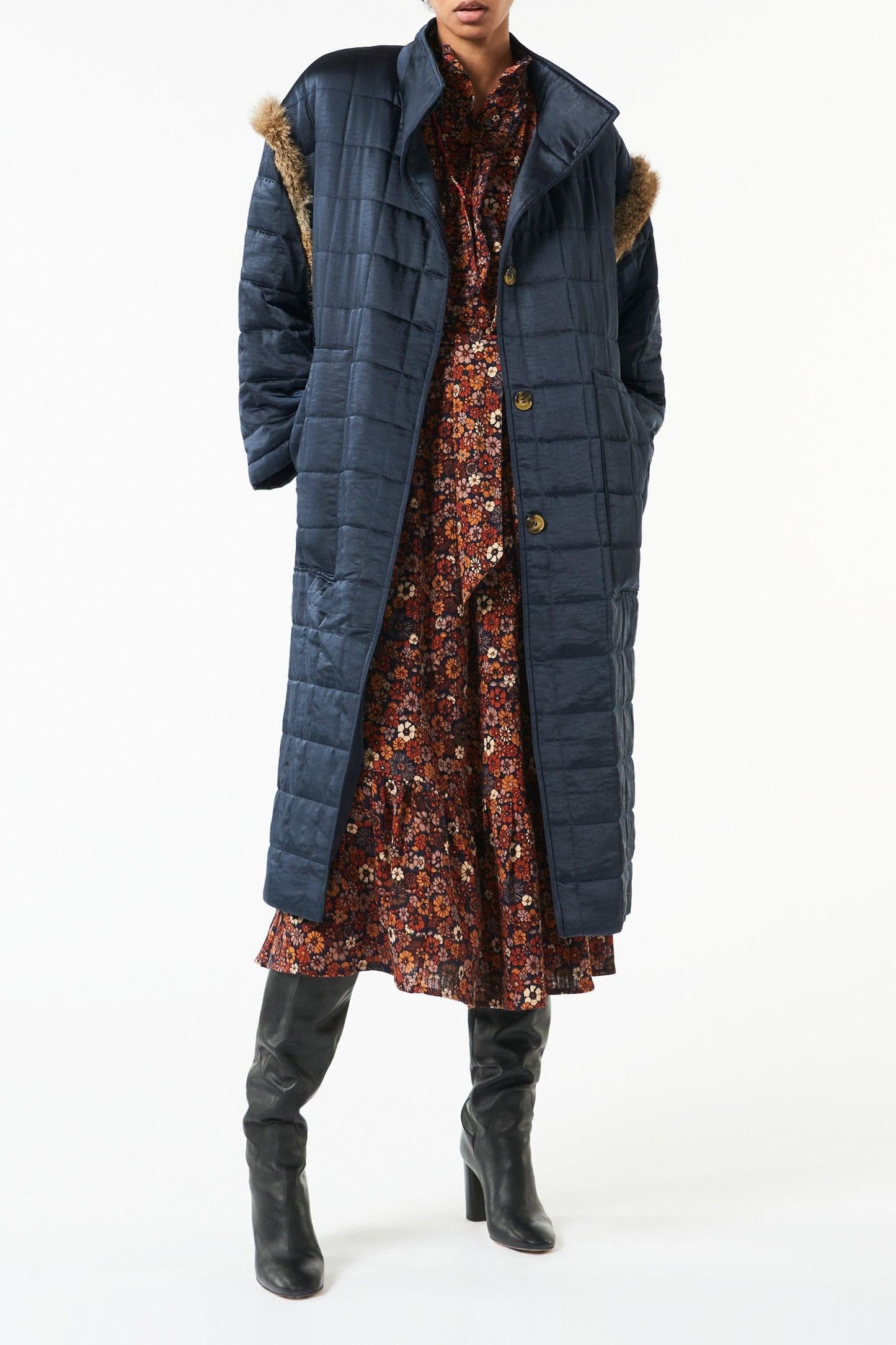 Oda quilted coat - Navy blue