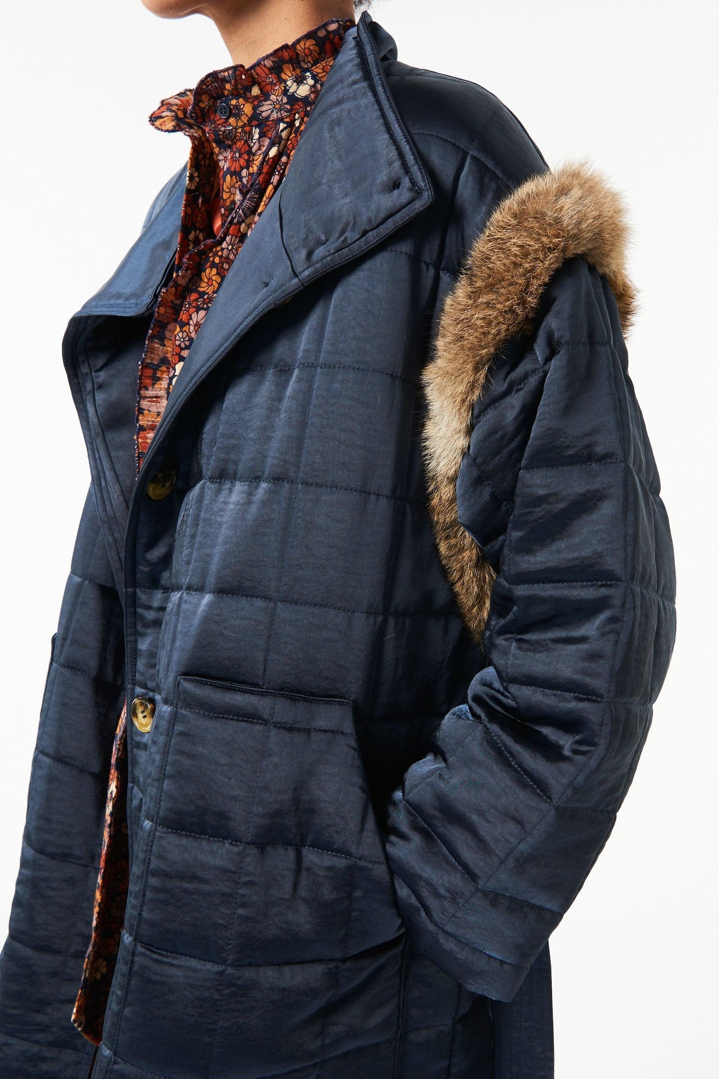 Oda quilted coat - Navy blue