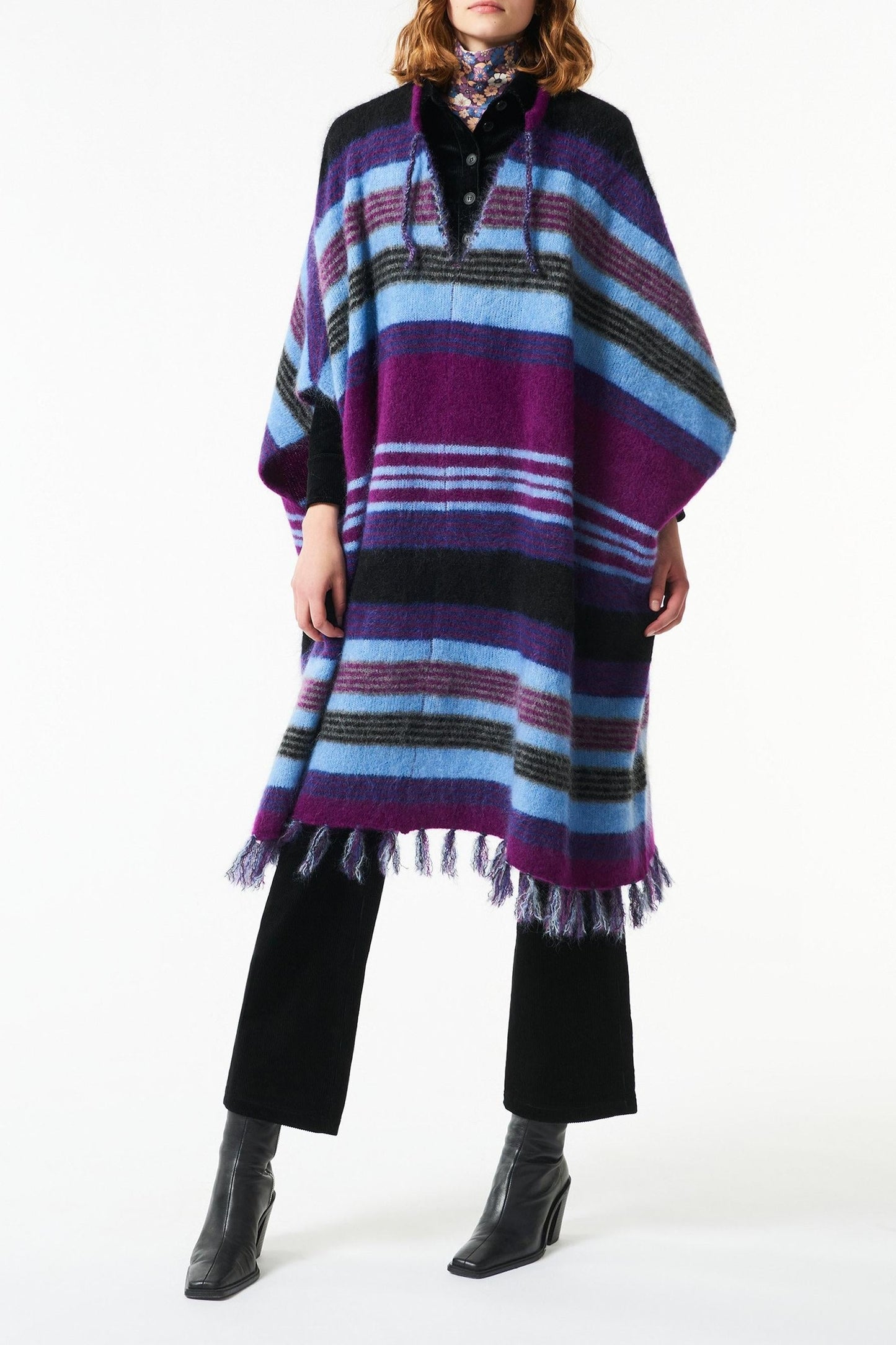 Moya mohair poncho - Blue