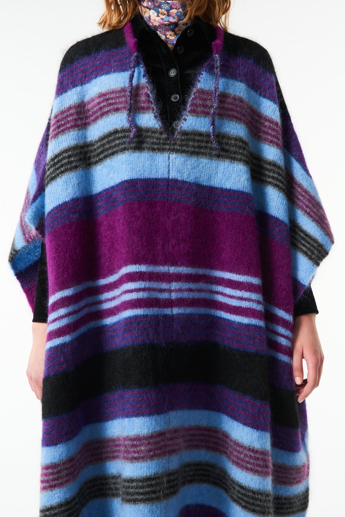 Moya mohair poncho - Blue