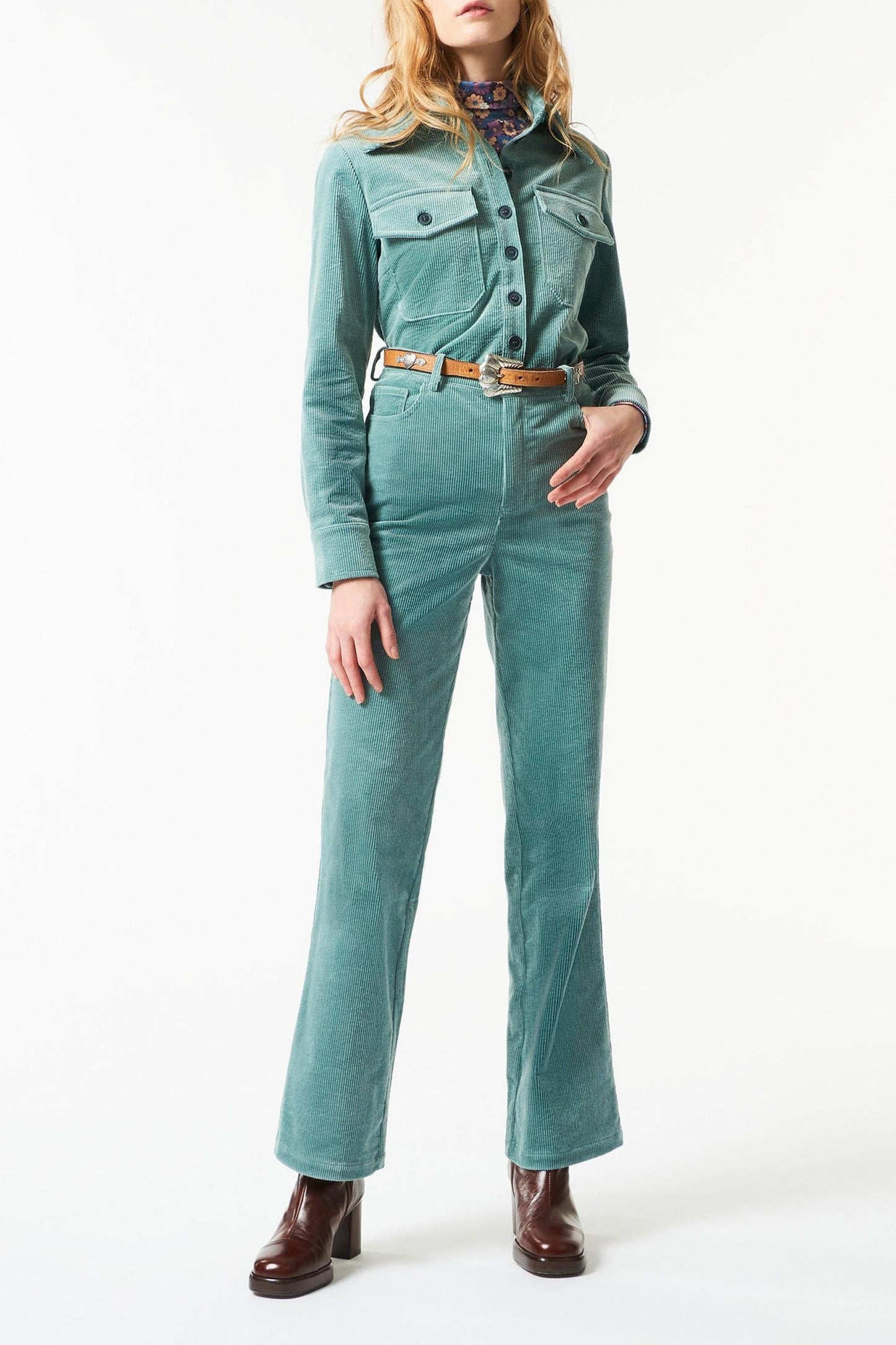 Moni velvet shirt - Aqua