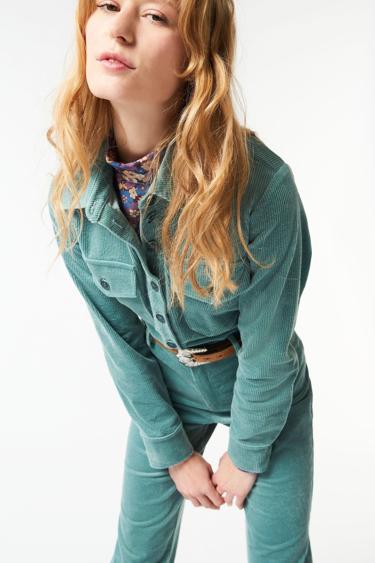 Moni velvet shirt - Aqua