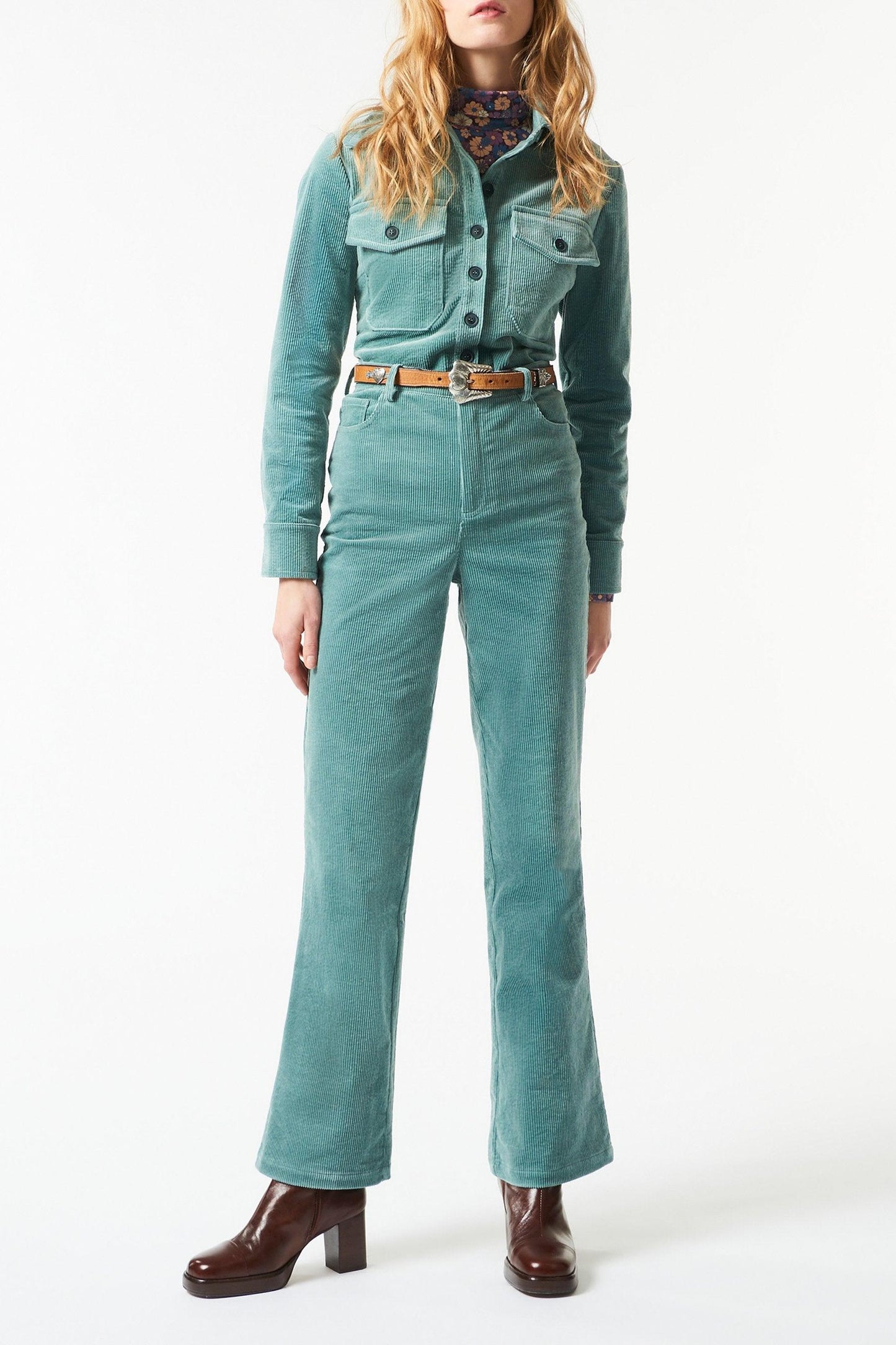 Moni velvet shirt - Aqua