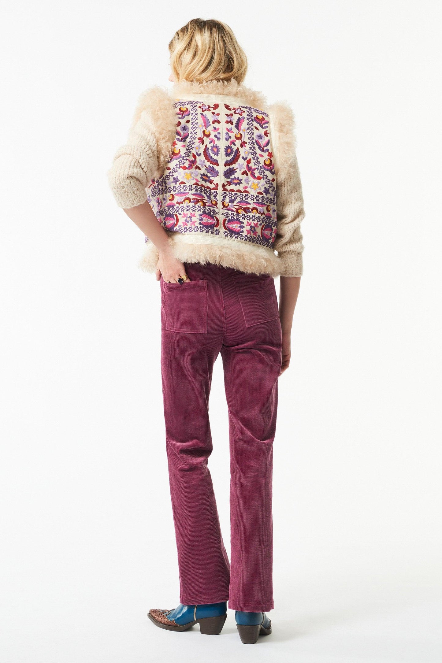 Moni velvet flared pants - Purple