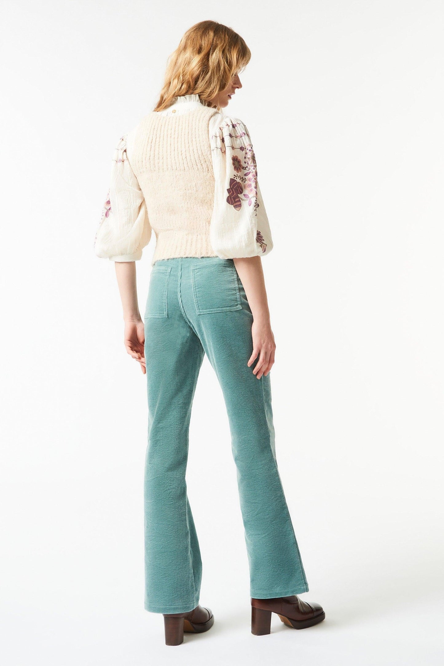 Moni velvet flared pants - Aqua